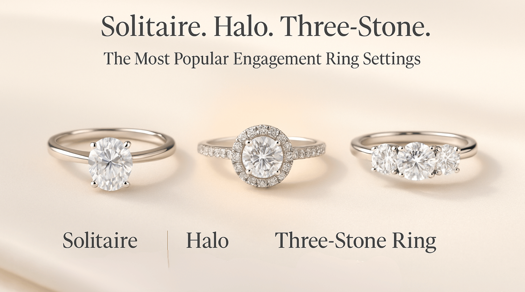Solitaire, Halo, and Three-Stone: The Most Popular Engagement Ring Settings