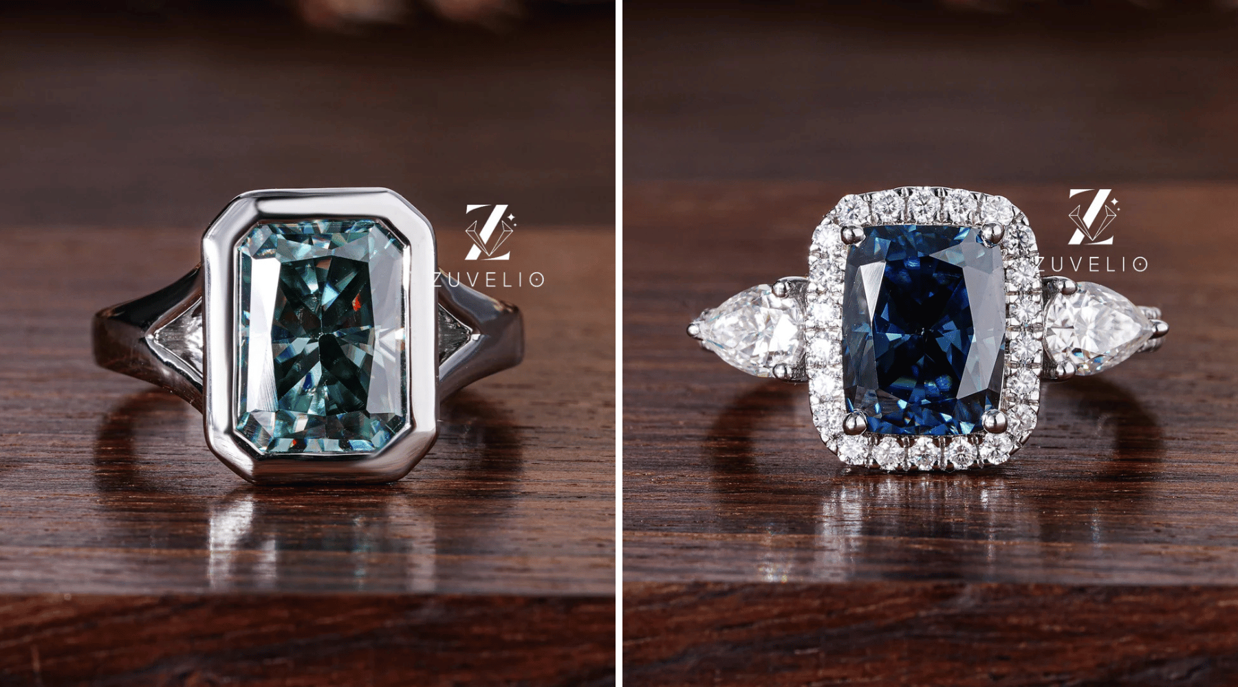 Green, Blue Moissanite Engagement Rings: A Bold Colorful Choice