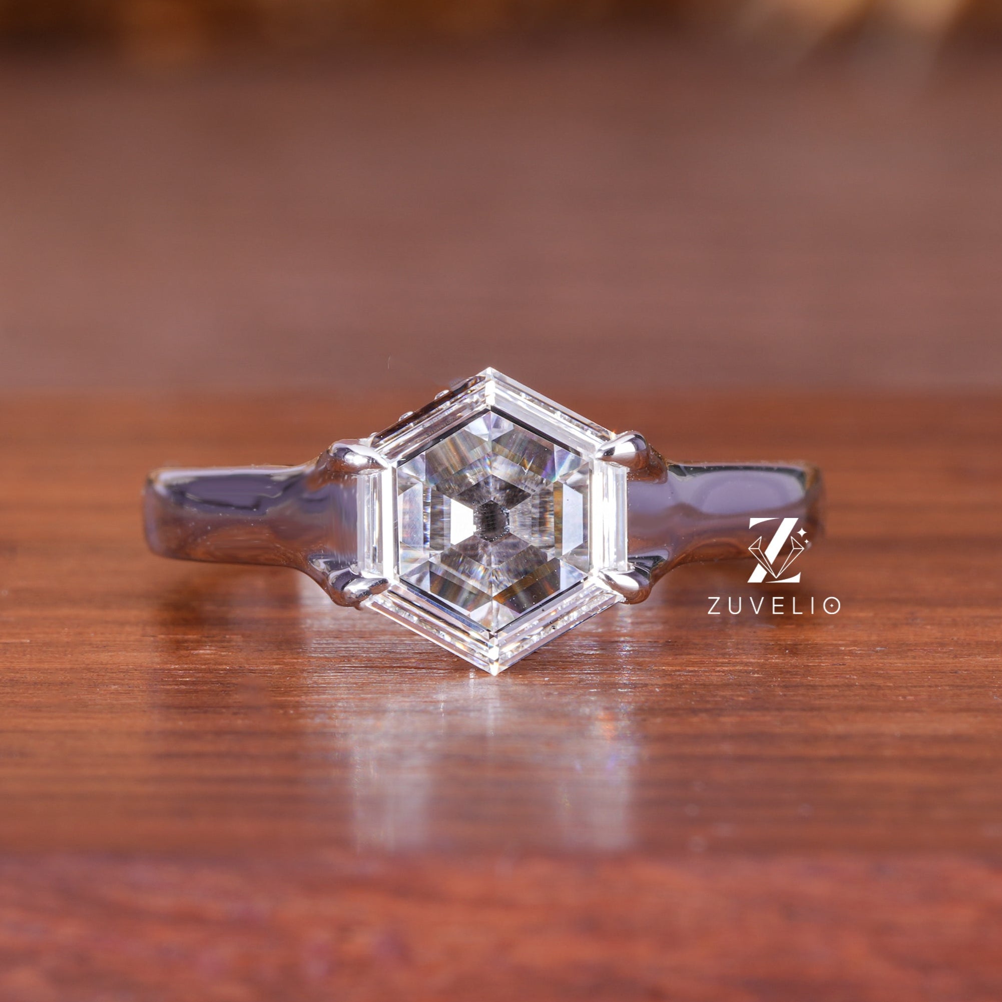 1.19 Ctw Hexagon Diamond Ring