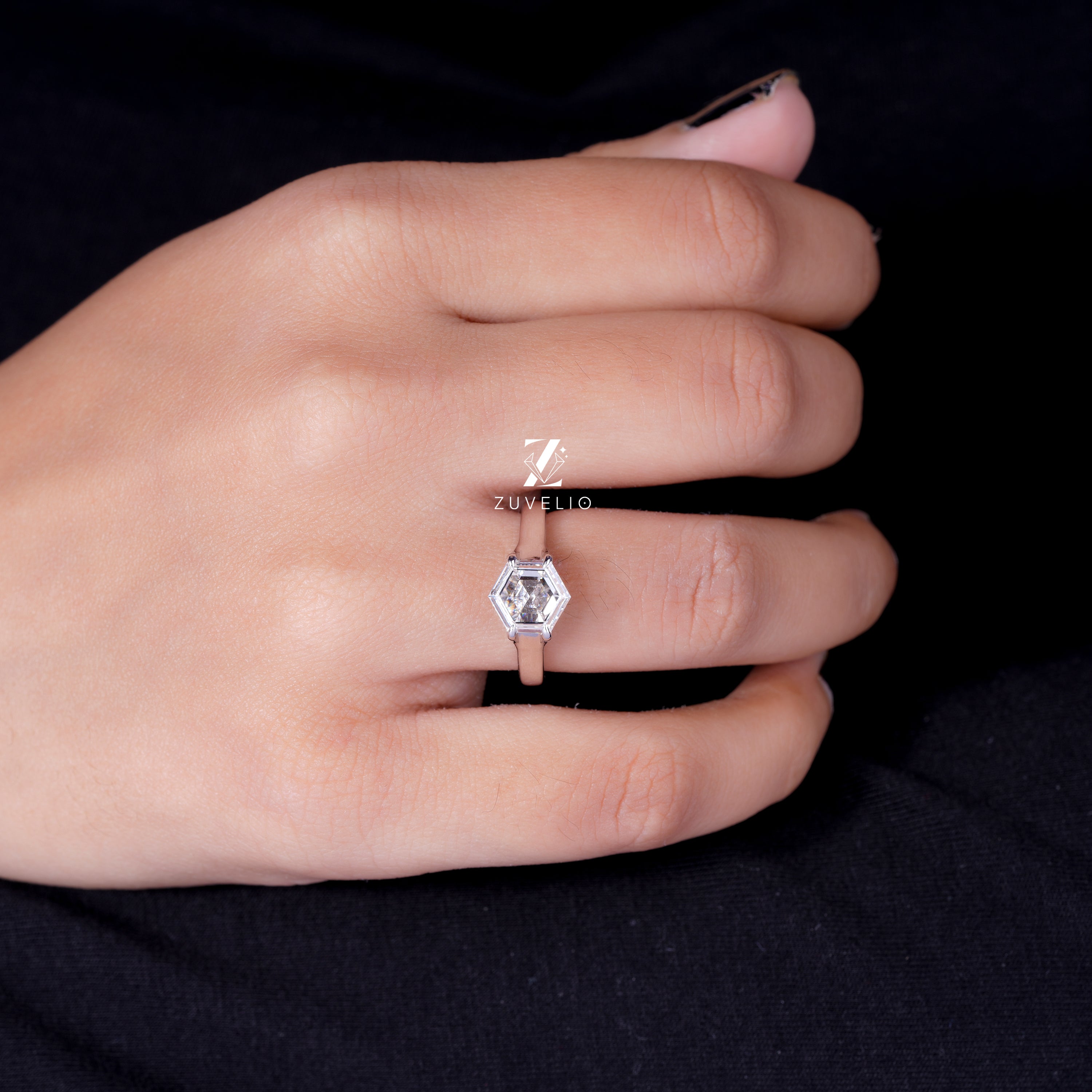 1.19 Ctw Hexagon Diamond Ring
