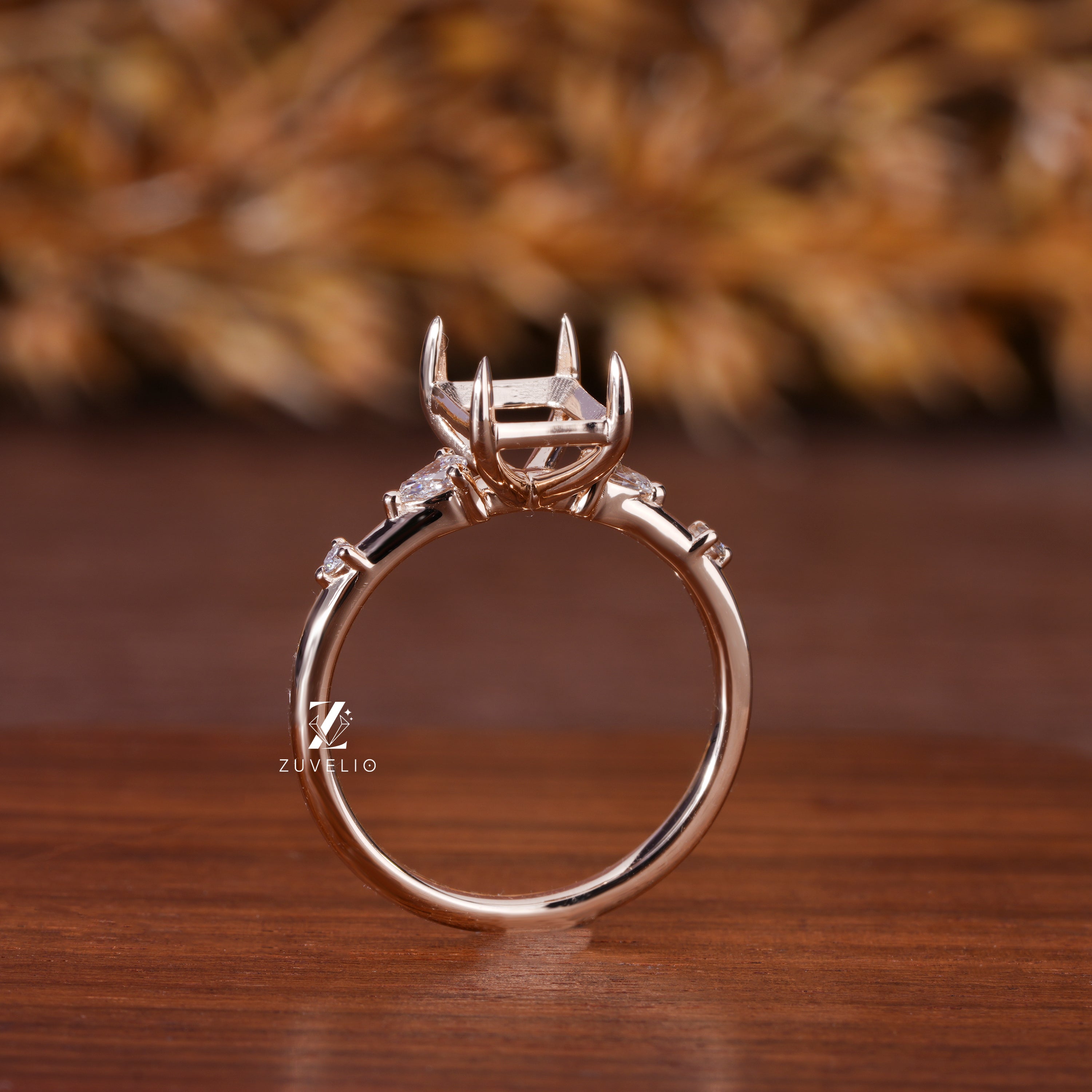 Emerald Semi Mount Diamond Ring