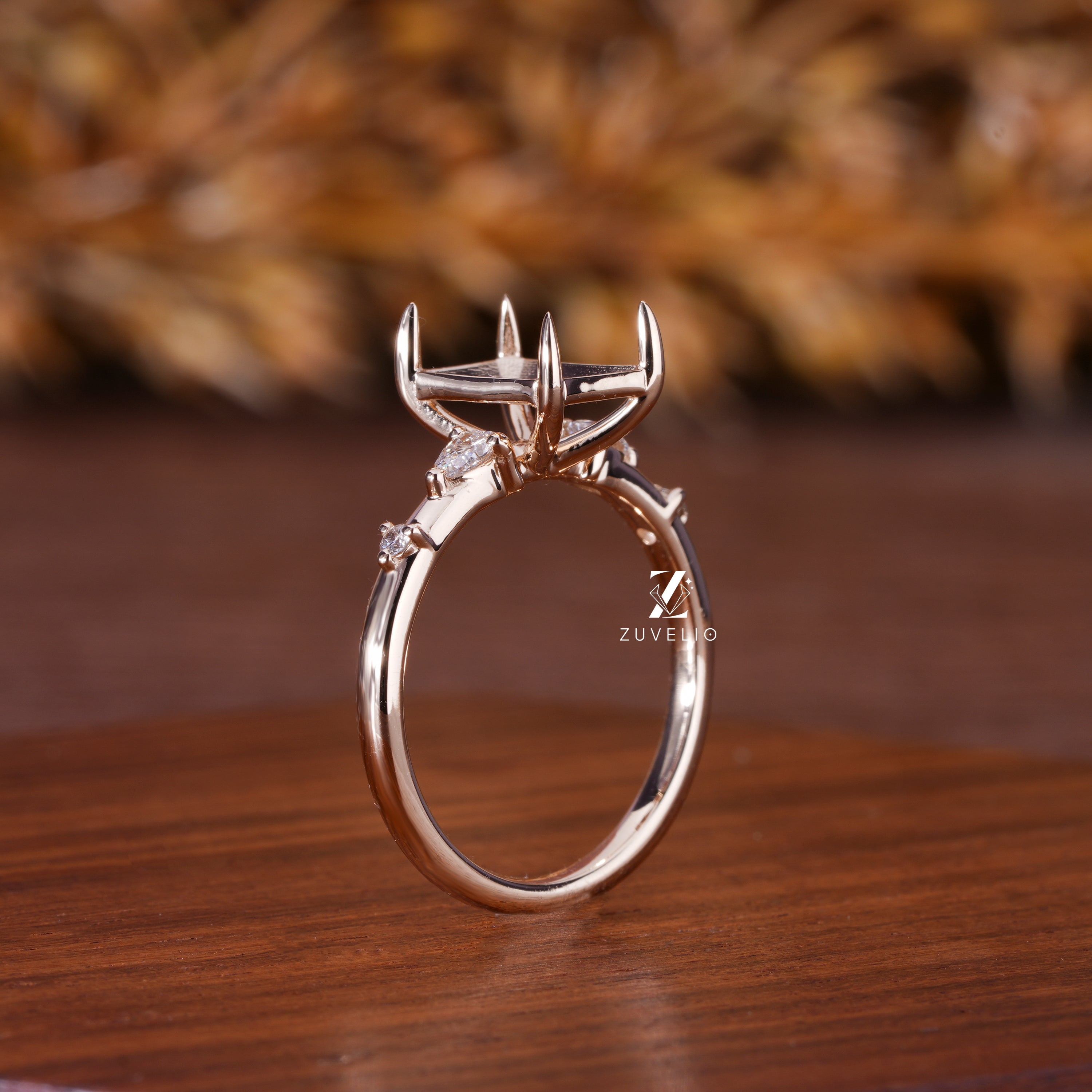 Emerald Semi Mount Diamond Ring