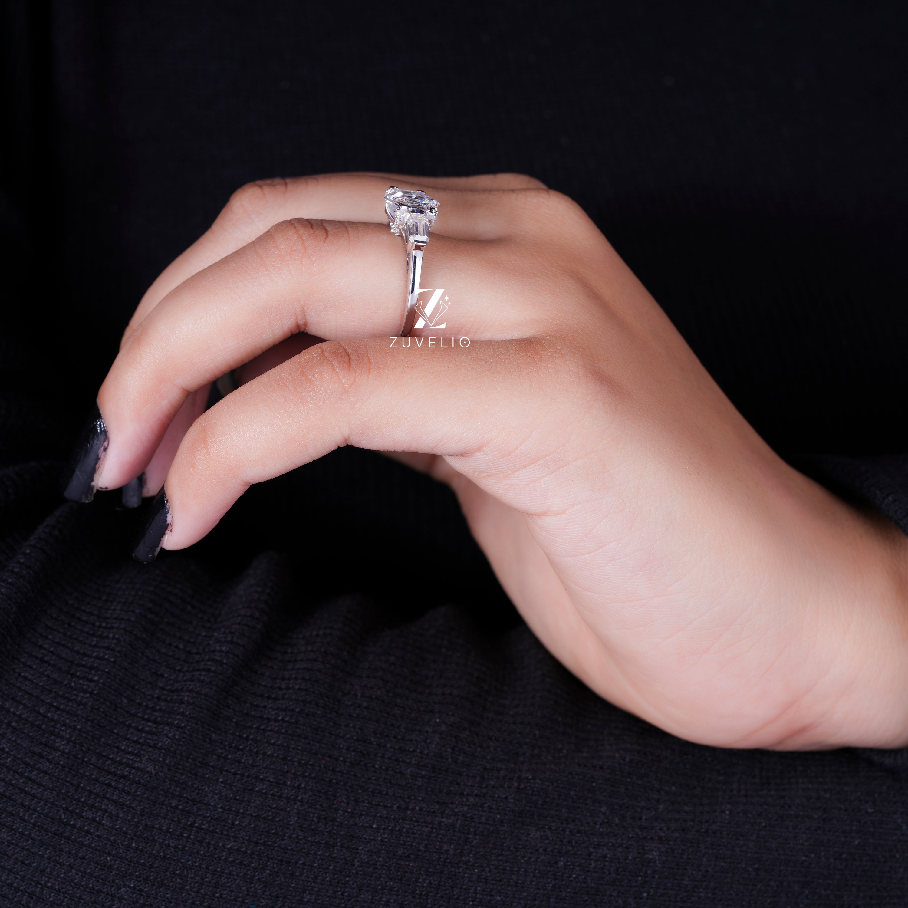 Hexagon Cut Diamond Ring