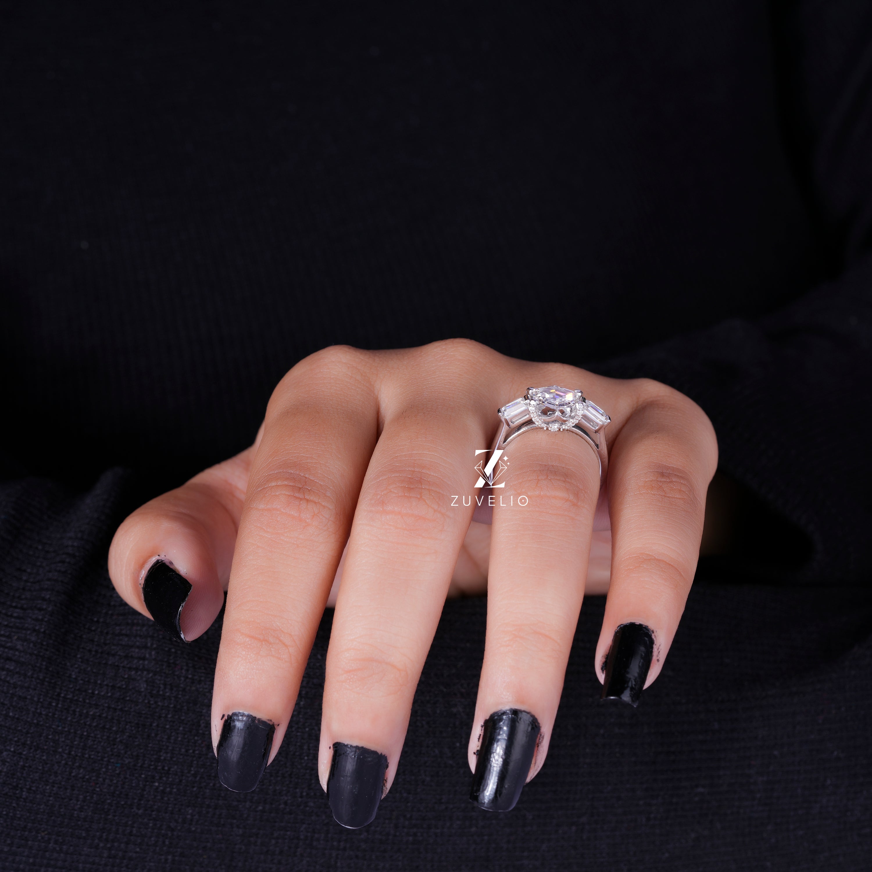 Hexagon Cut Diamond Ring