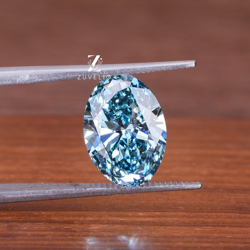 Vivid Blue Oval Diamond
