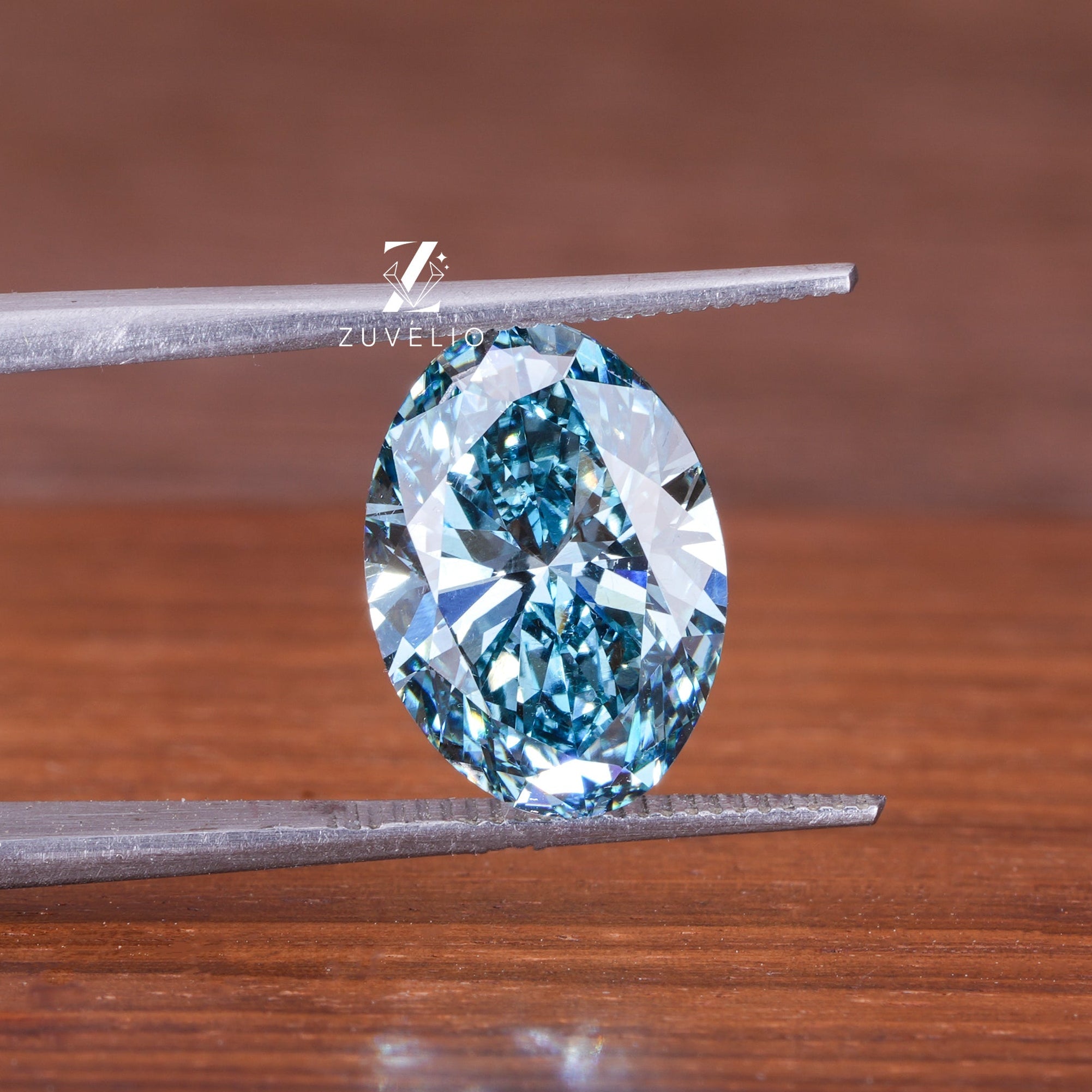 Vivid Blue Oval Diamond