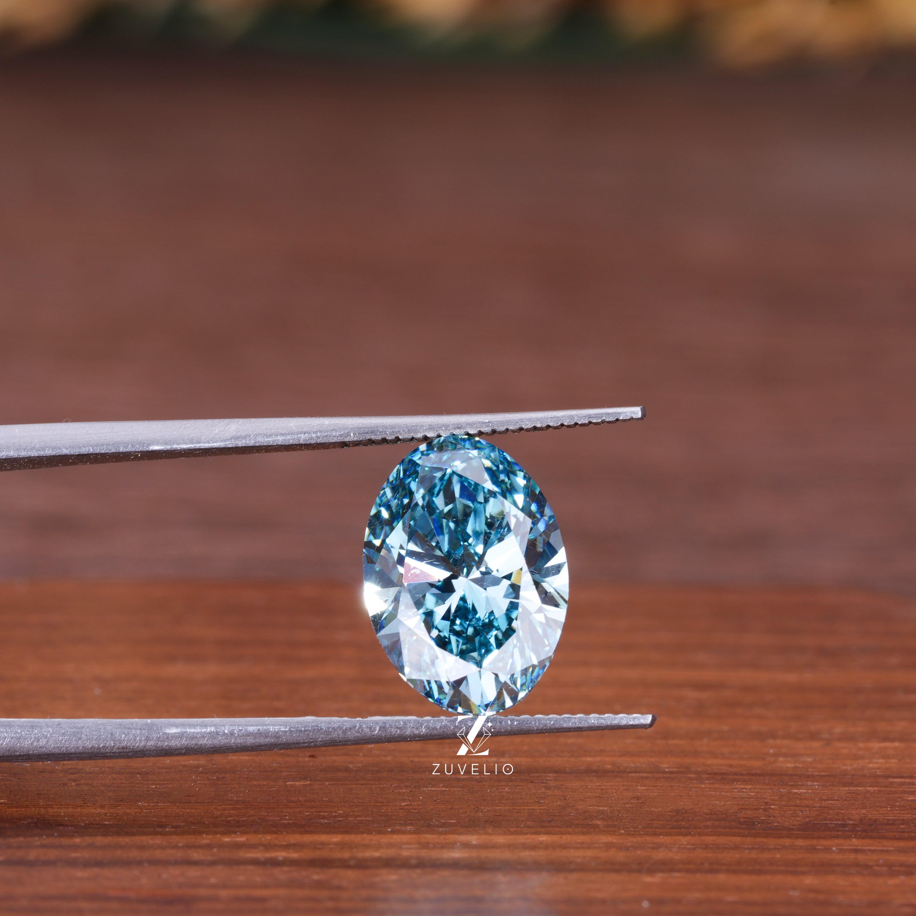 Vivid Blue Oval Diamond