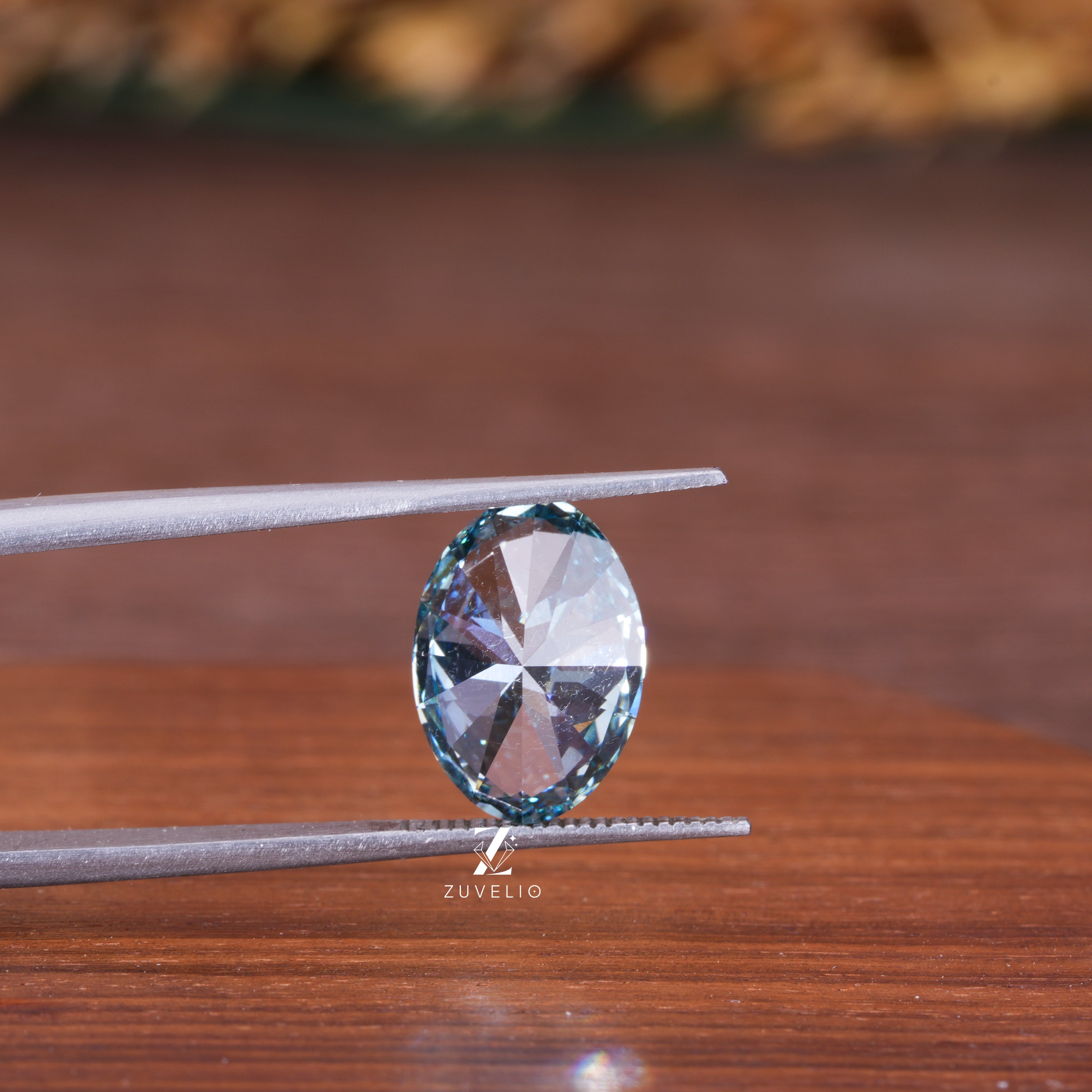 Vivid Blue Oval Diamond