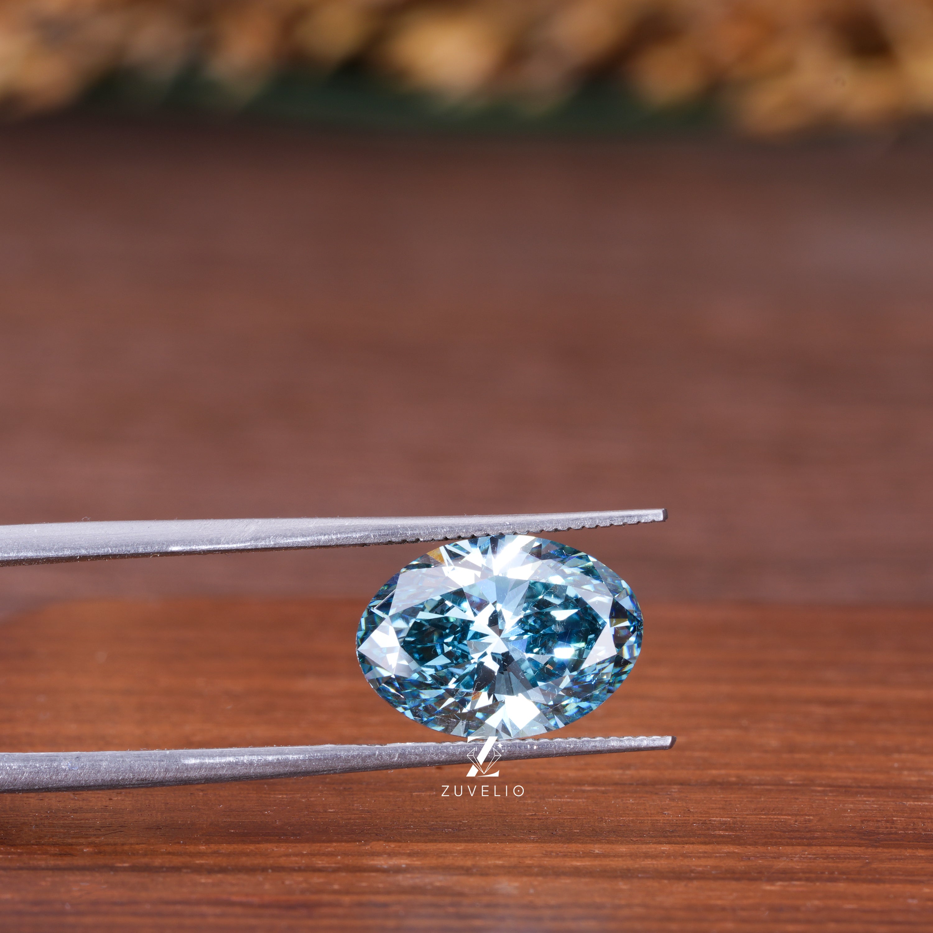 Vivid Blue Oval Diamond