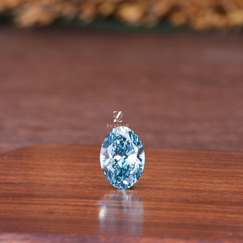 Vivid Blue Oval Diamond