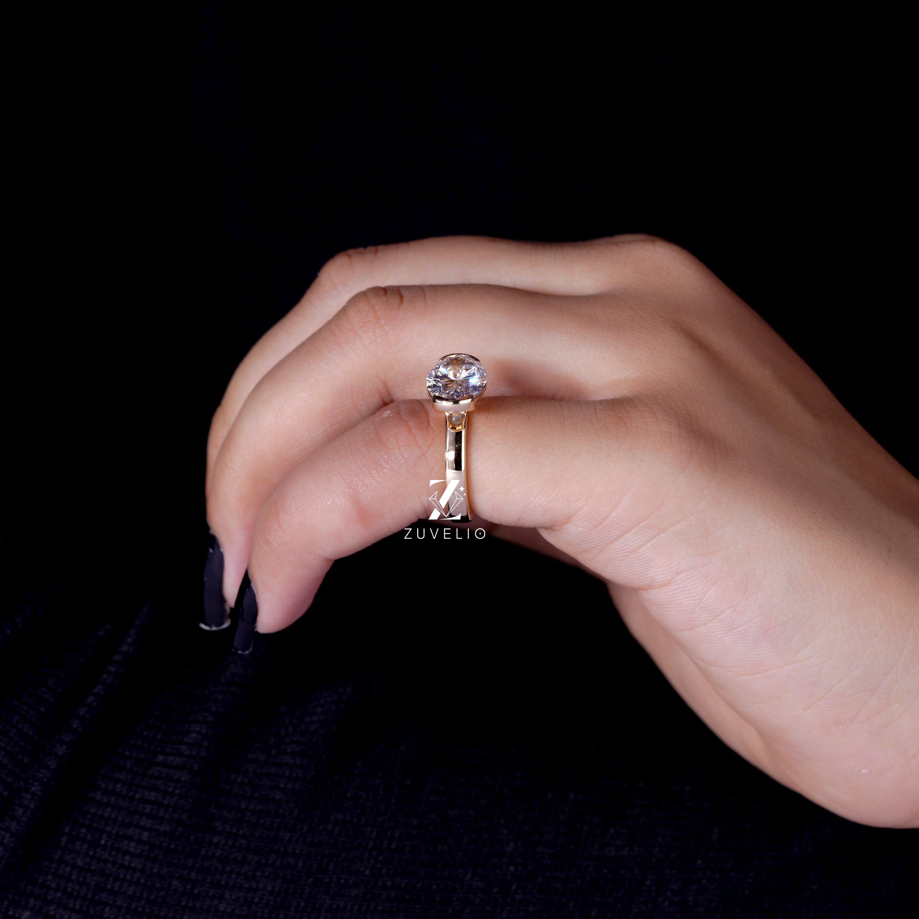 Oval Bezel Diamond Ring