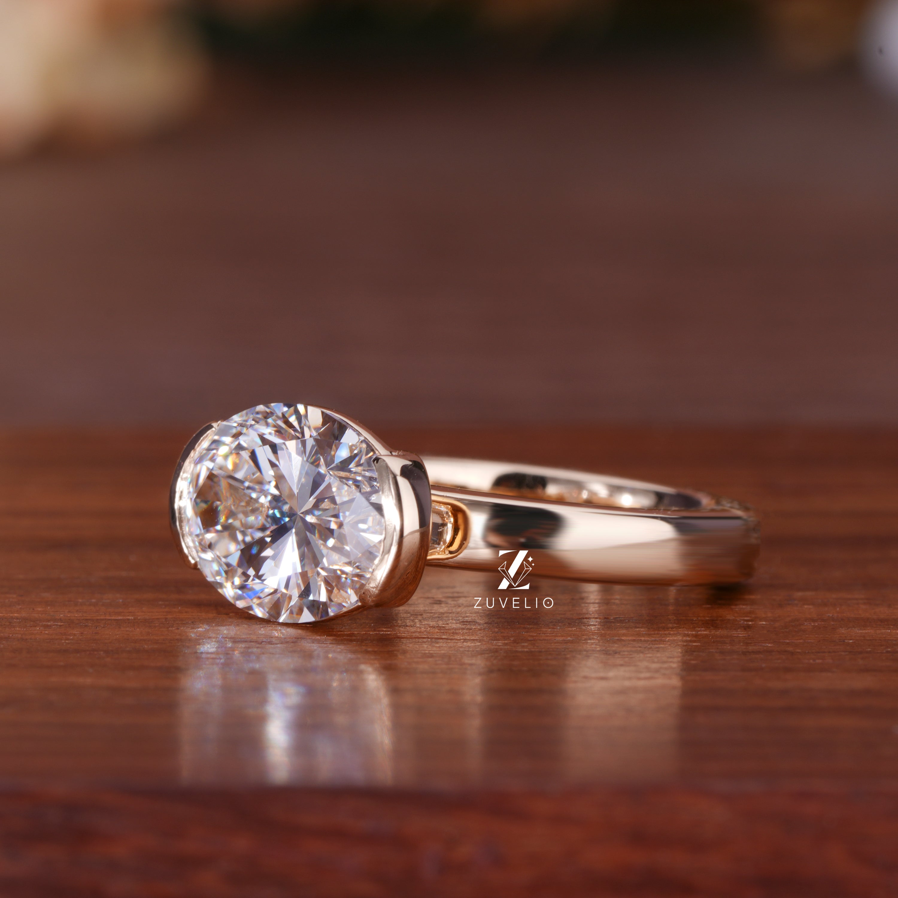 Oval Bezel Diamond Ring