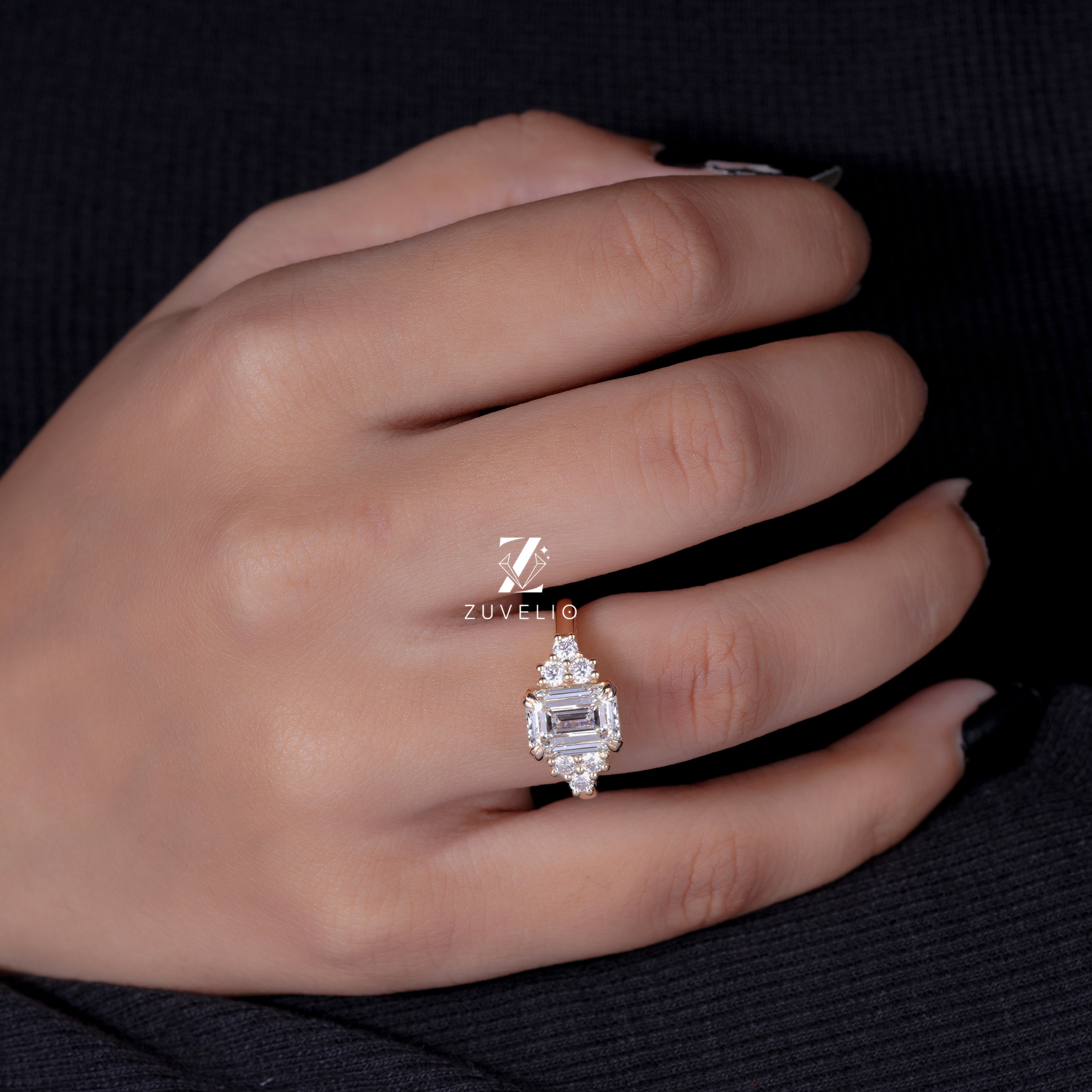 Emerald Cut Cluster Ring