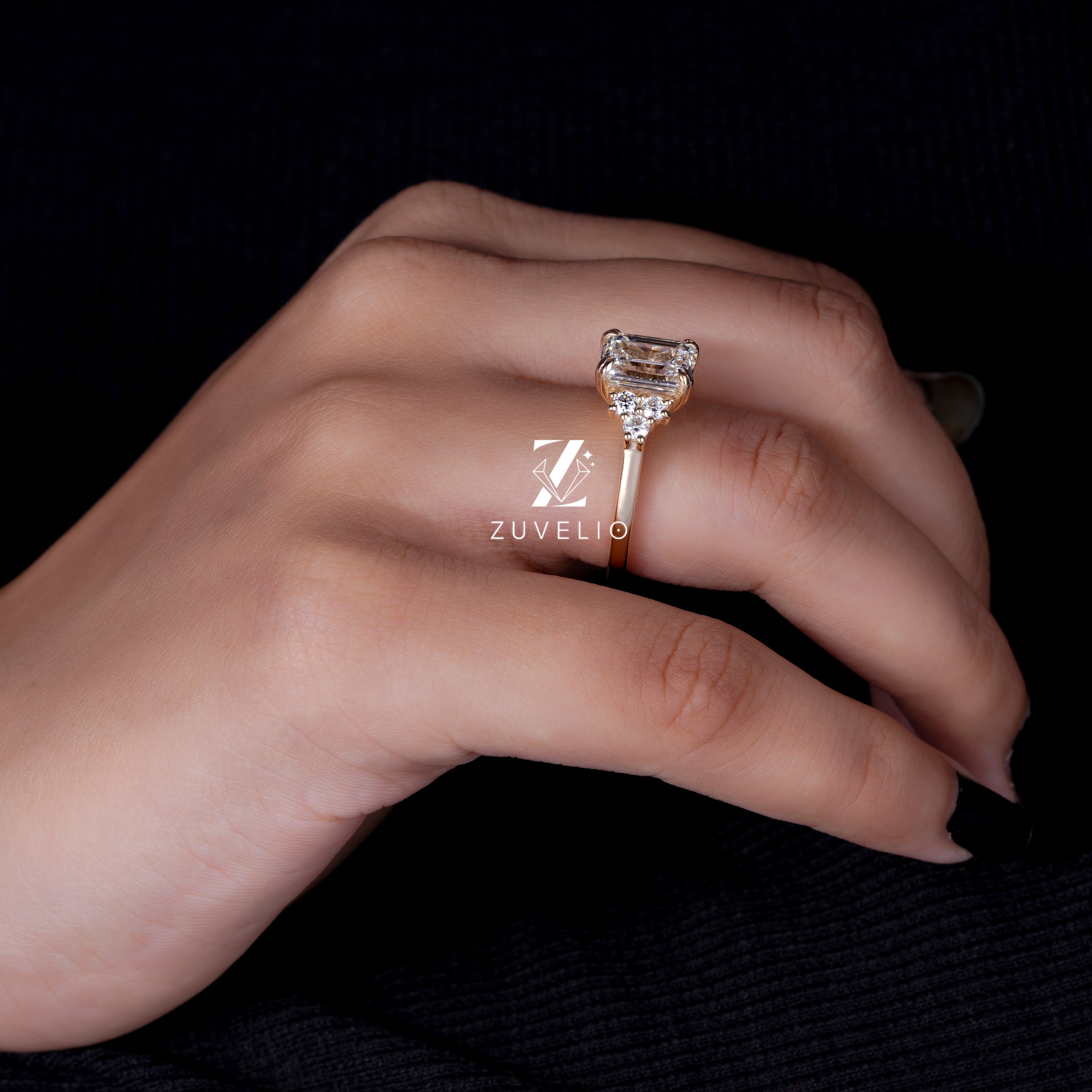 Emerald Cut Cluster Ring