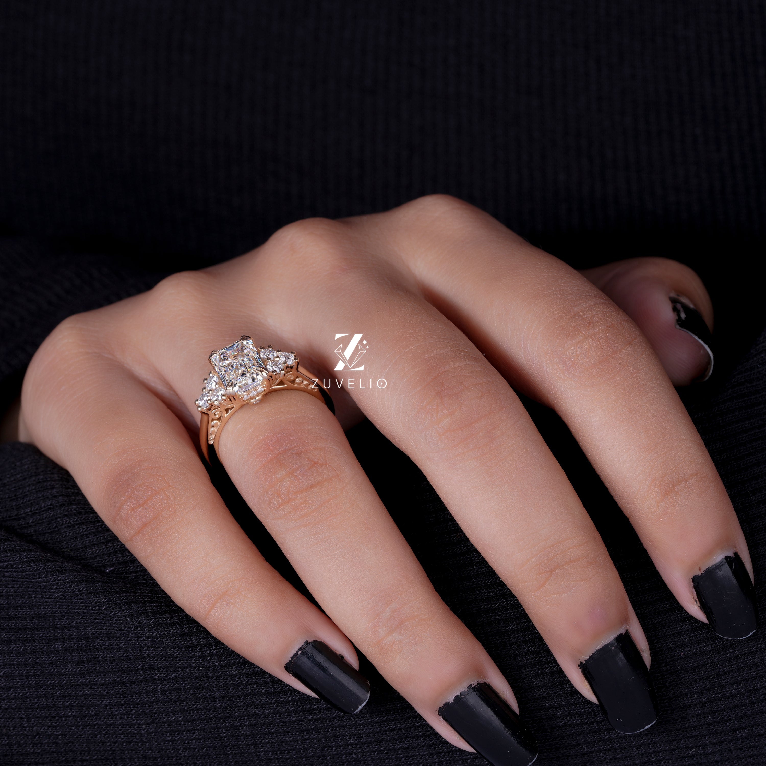 Emerald Cut Cluster Ring