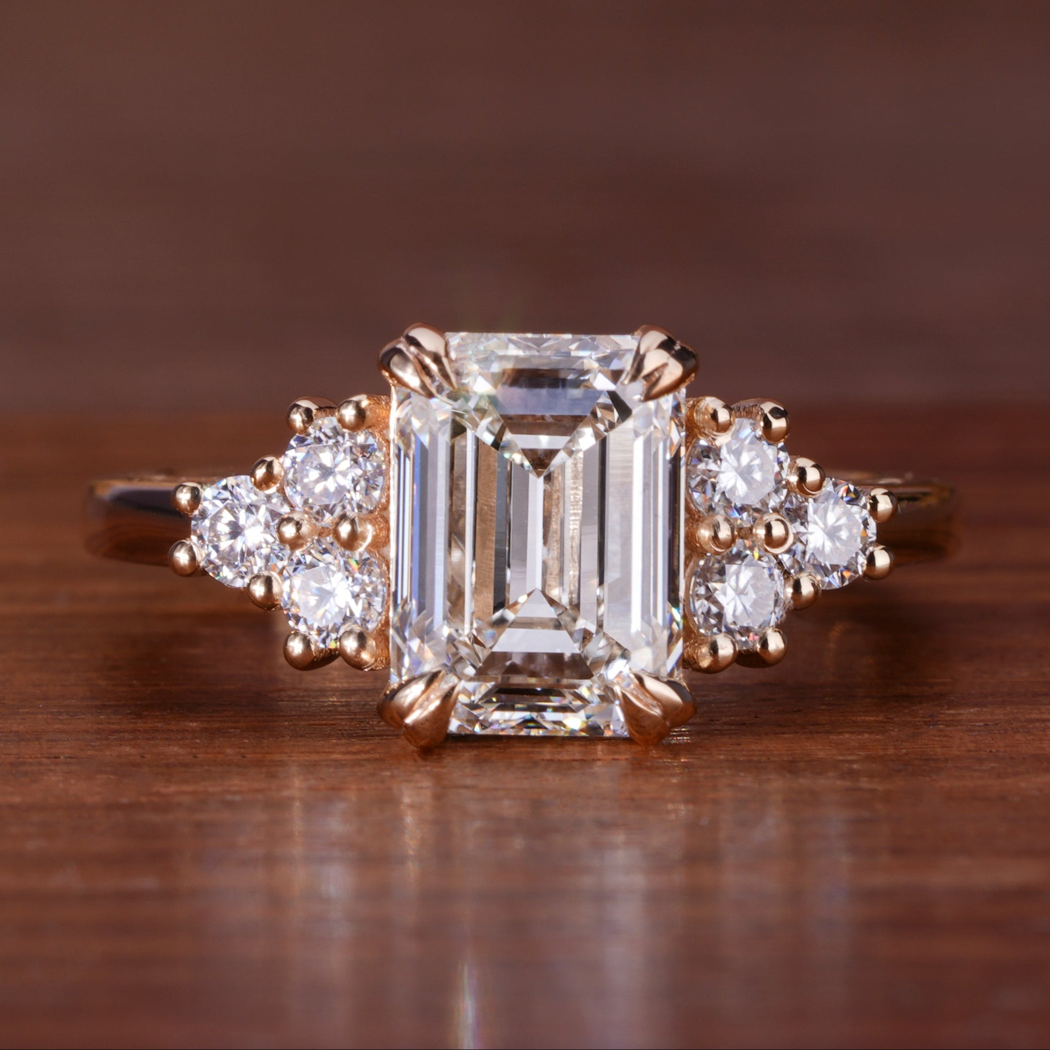 Emerald Cut Cluster Ring
