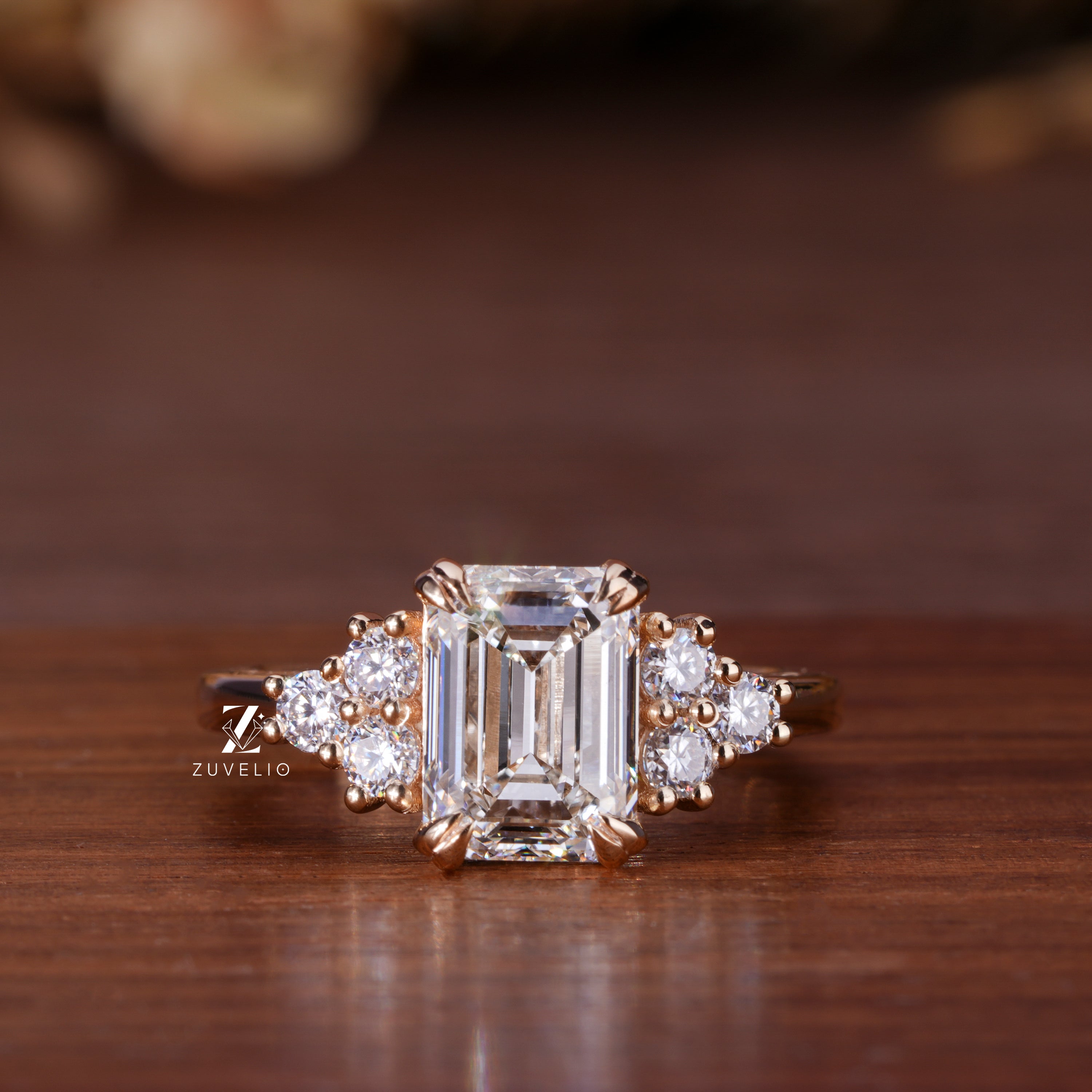 Emerald Cut Cluster Ring