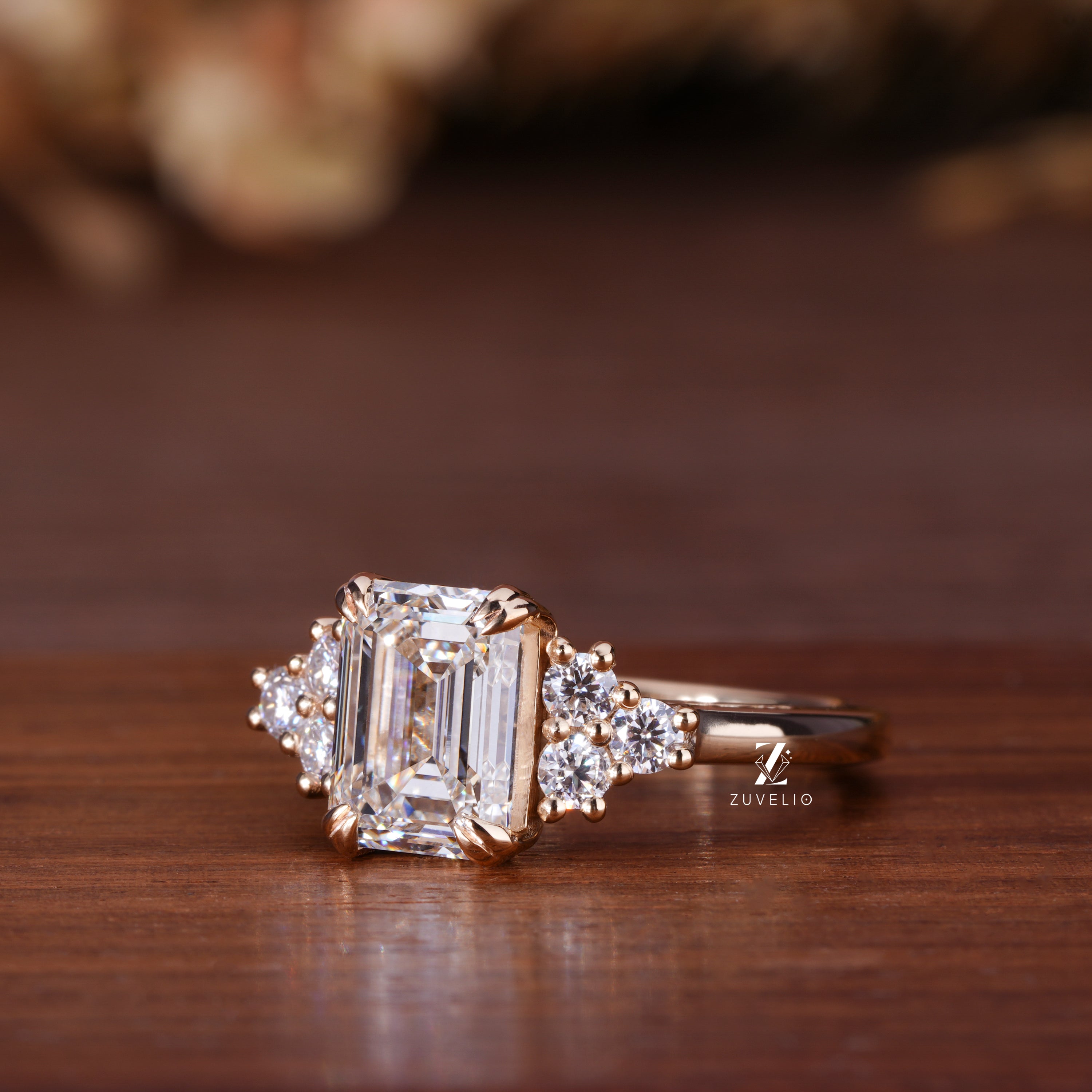 Emerald Cut Cluster Ring