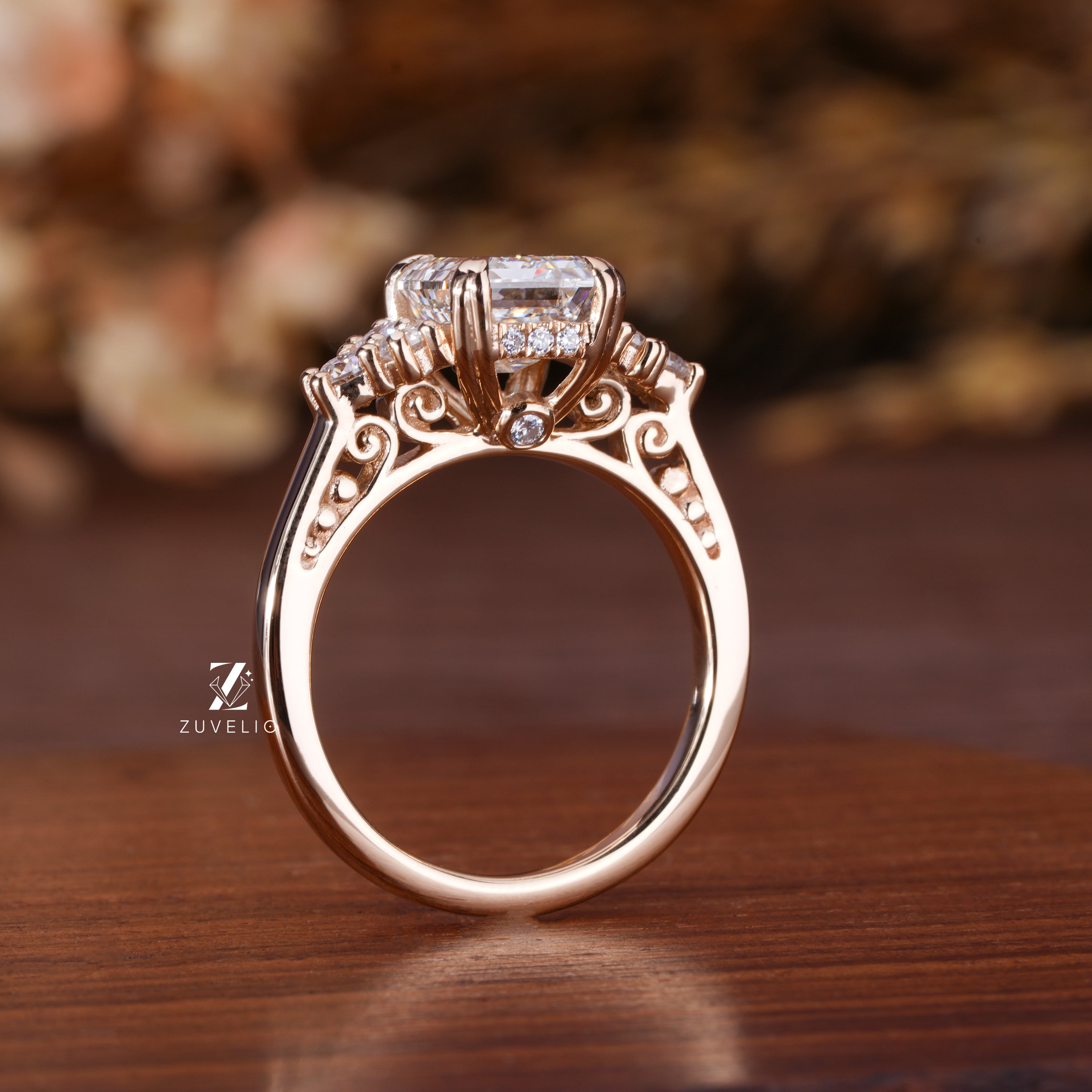 Emerald Cut Cluster Ring
