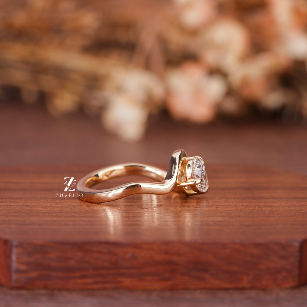 Freeform Pear Diamond Ring