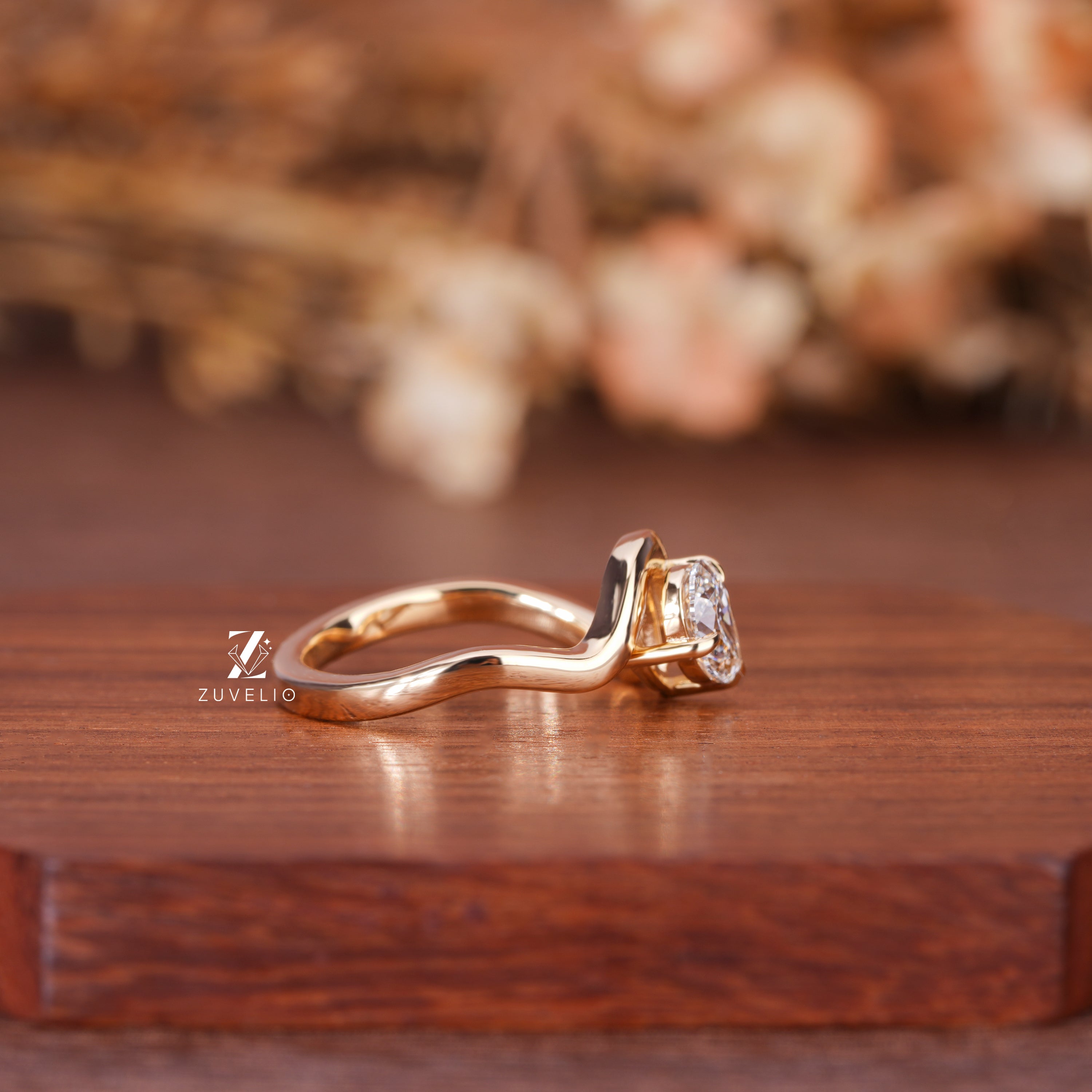 Freeform Pear Diamond Ring