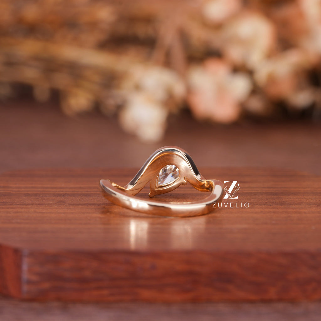 Freeform Pear Diamond Ring