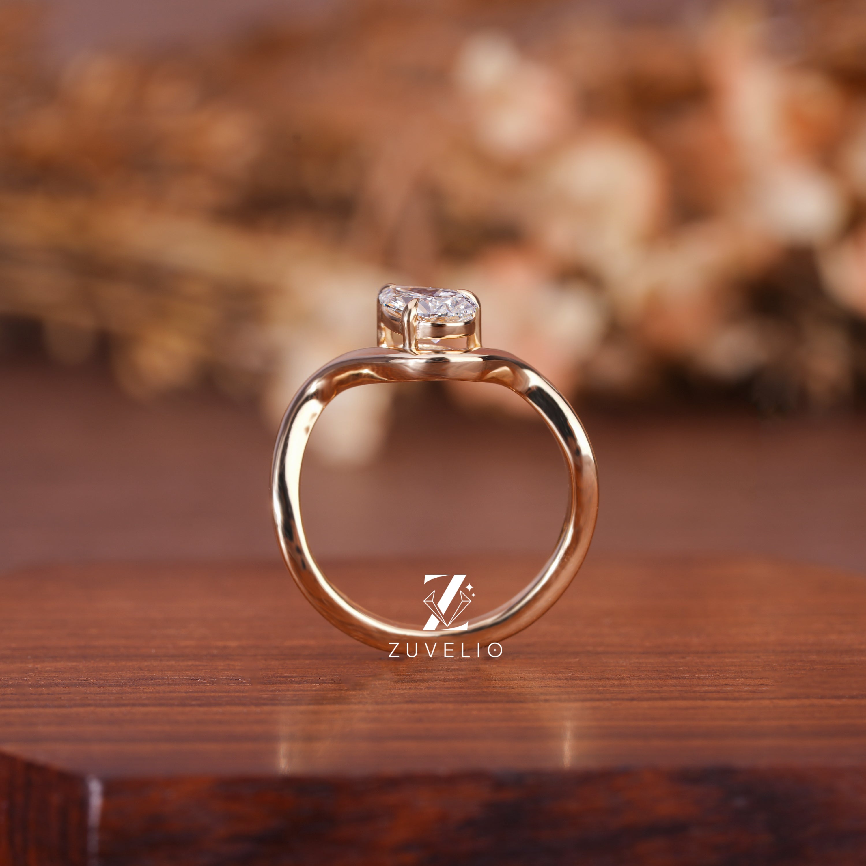 Freeform Pear Diamond Ring