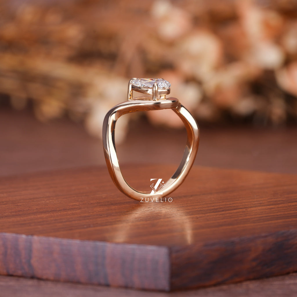 Freeform Pear Diamond Ring