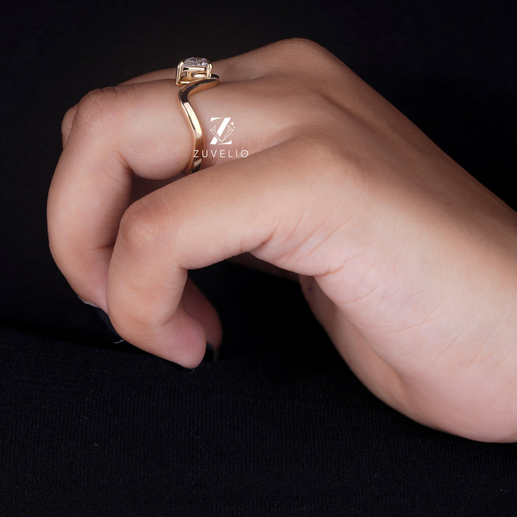 Freeform Pear Diamond Ring