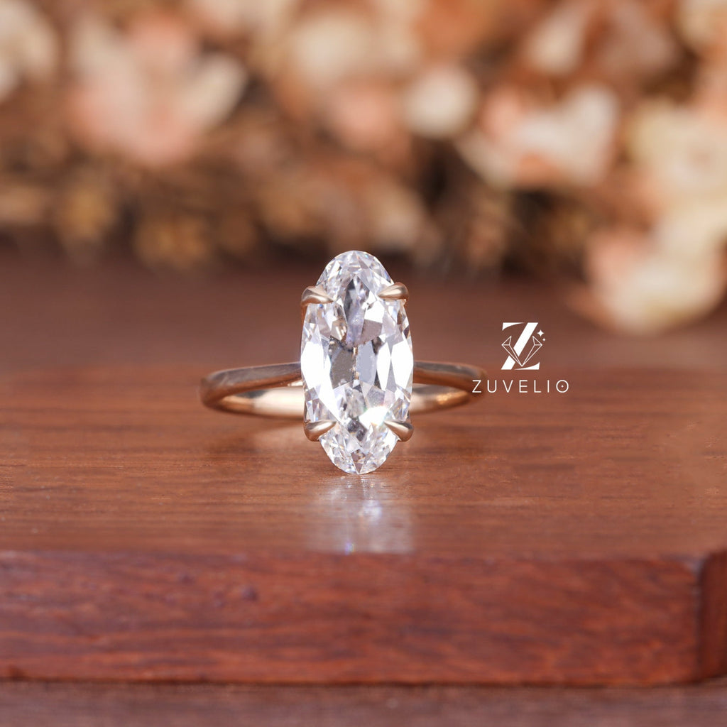 Oval Diamond Tulip Ring
