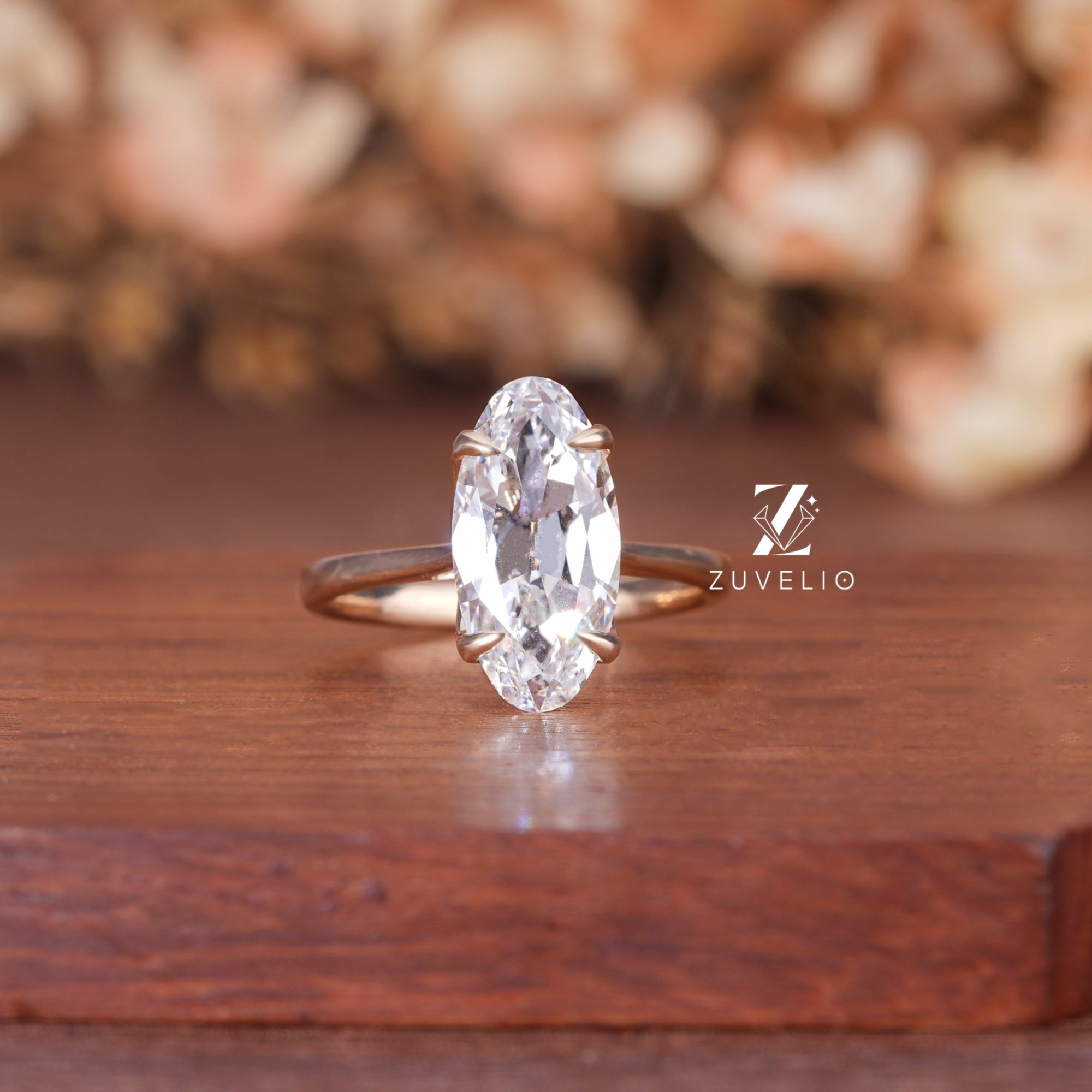 Oval Diamond Tulip Ring