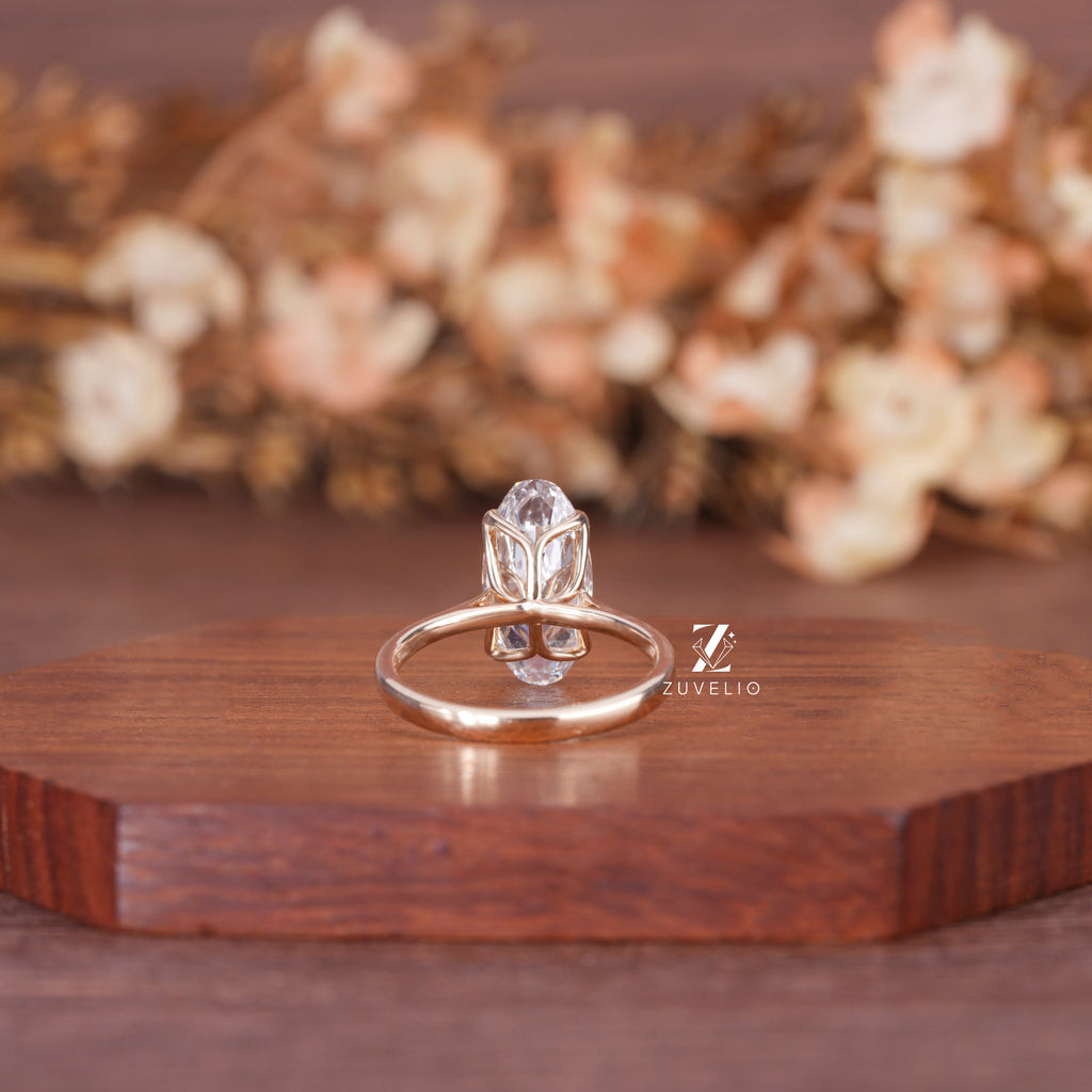 Oval Diamond Tulip Ring