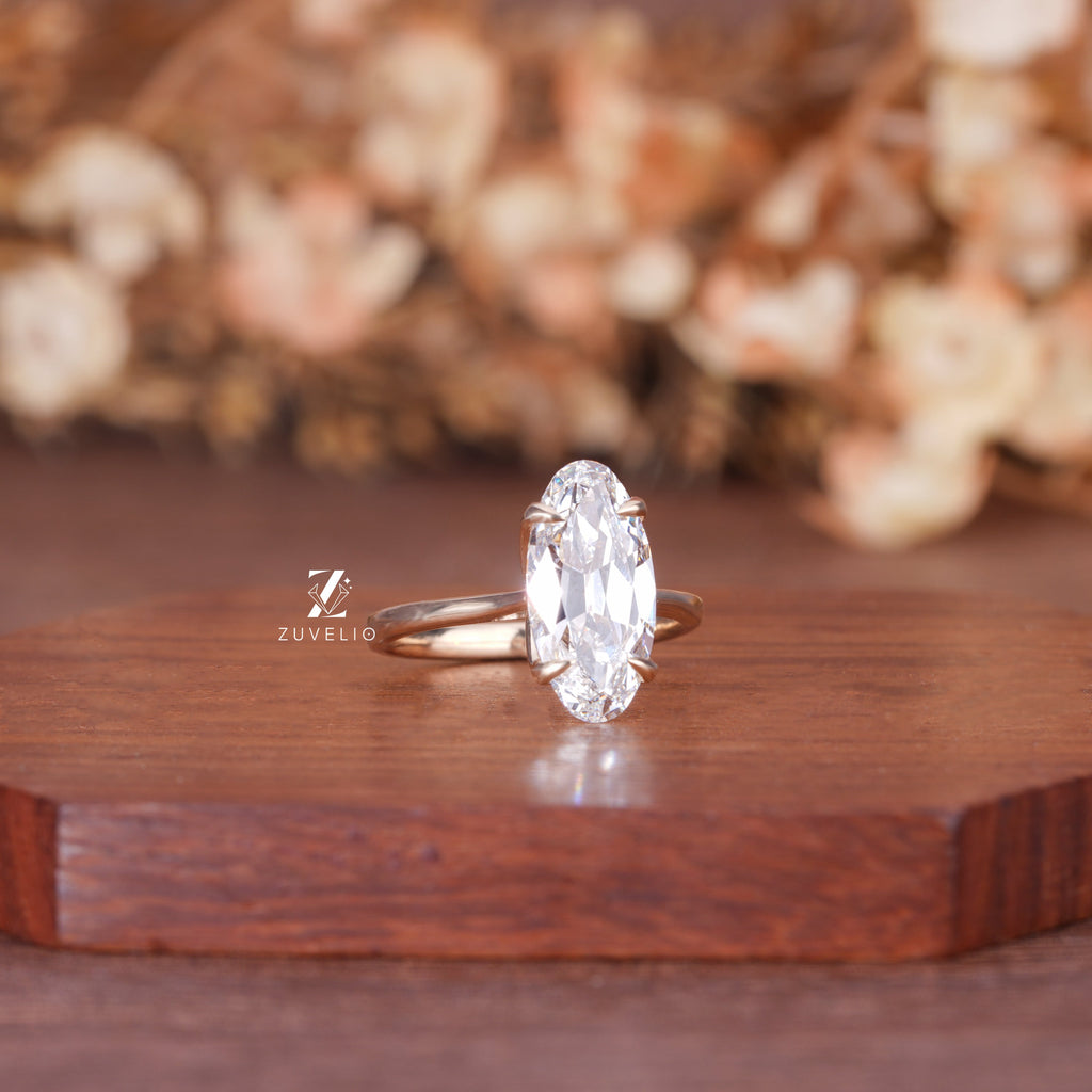 Oval Diamond Tulip Ring