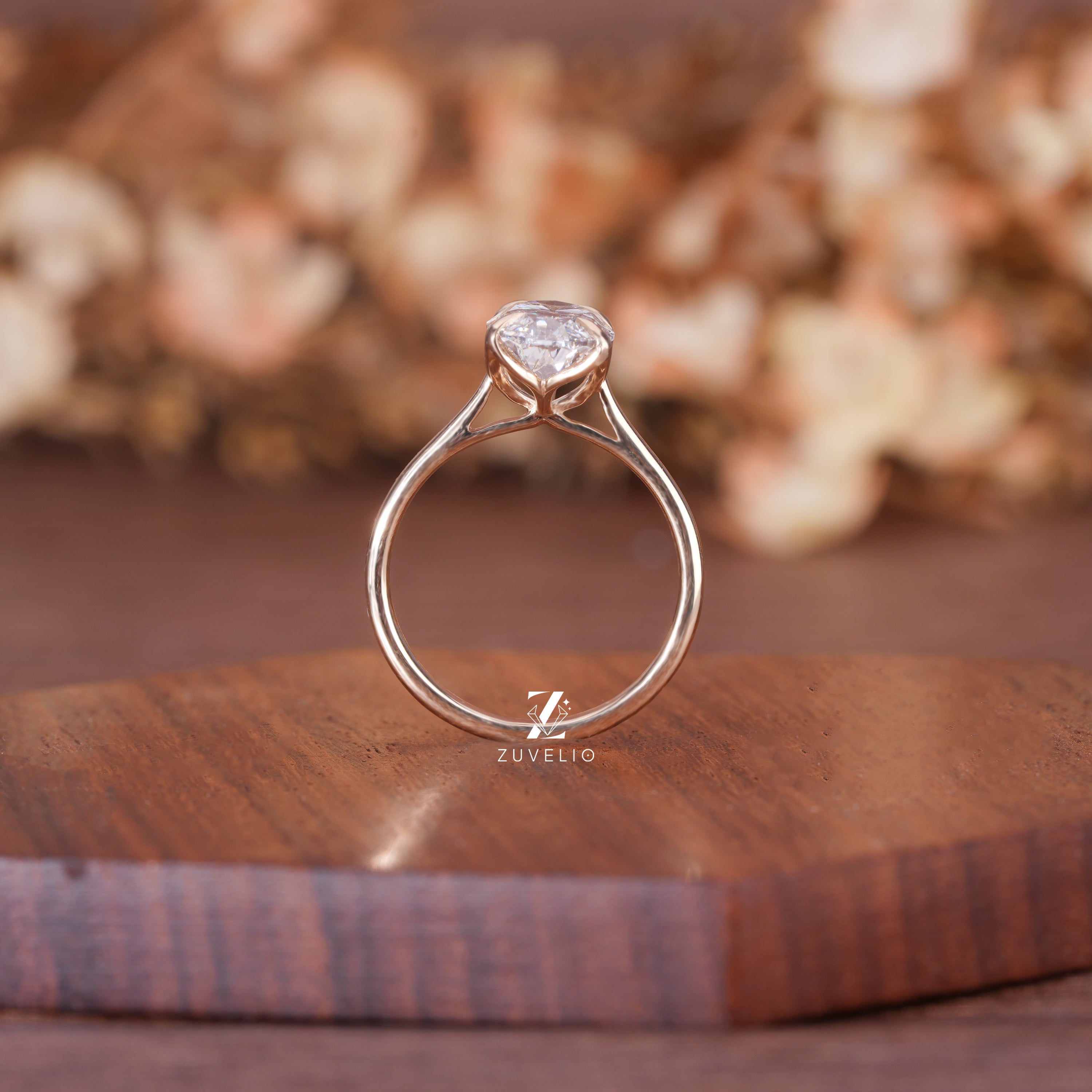Oval Diamond Tulip Ring