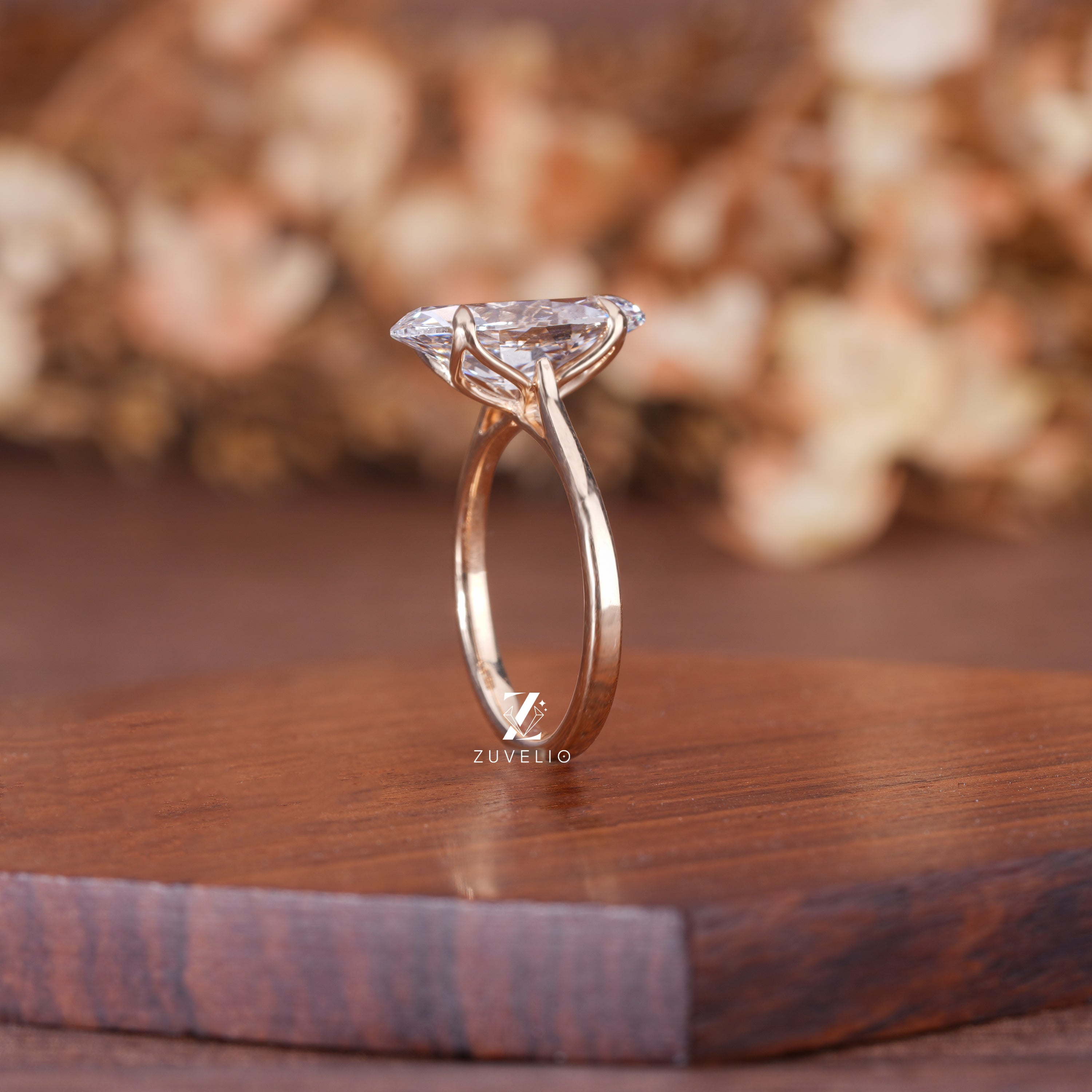 Oval Diamond Tulip Ring