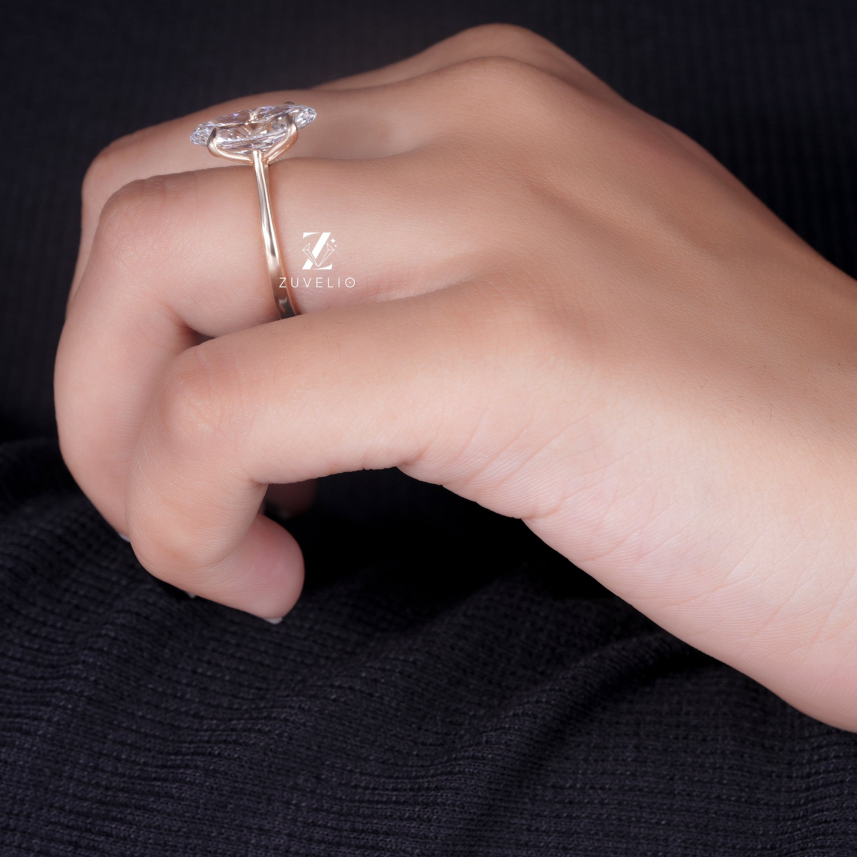 Oval Diamond Tulip Ring