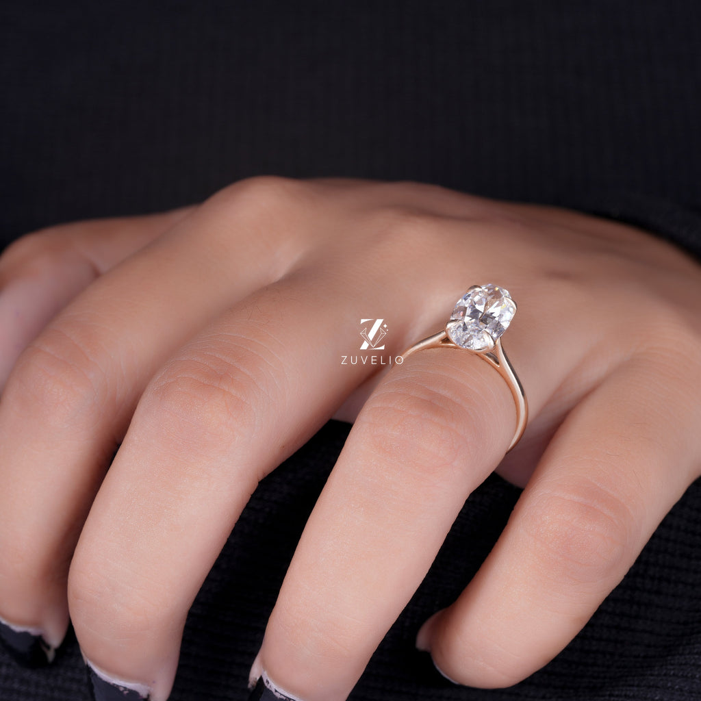 Oval Diamond Tulip Ring