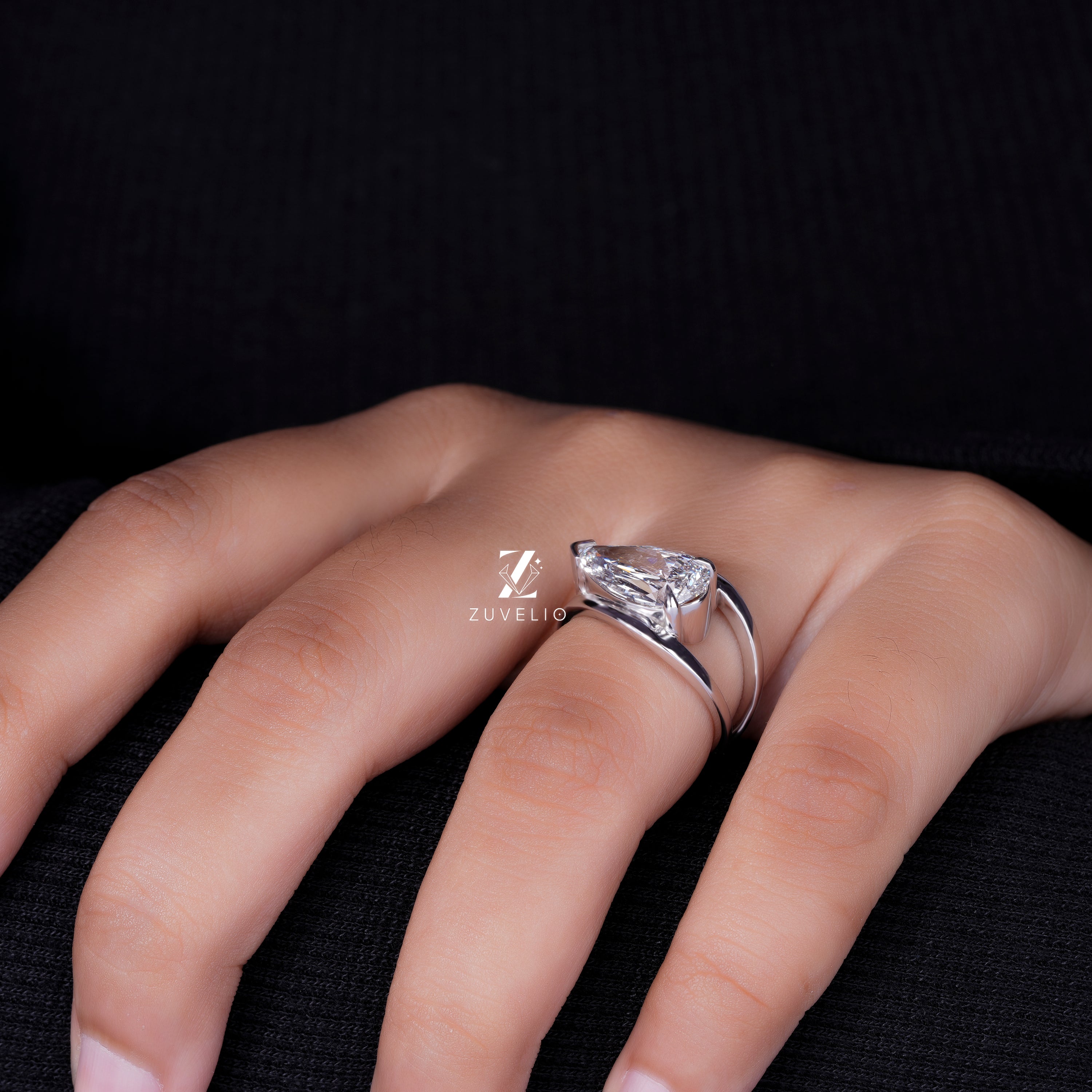 Pear Lab Diamond Ring