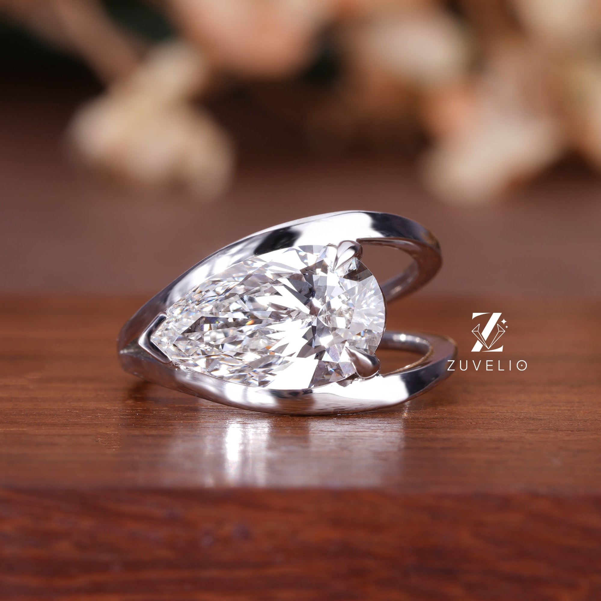 Pear Lab Diamond Ring