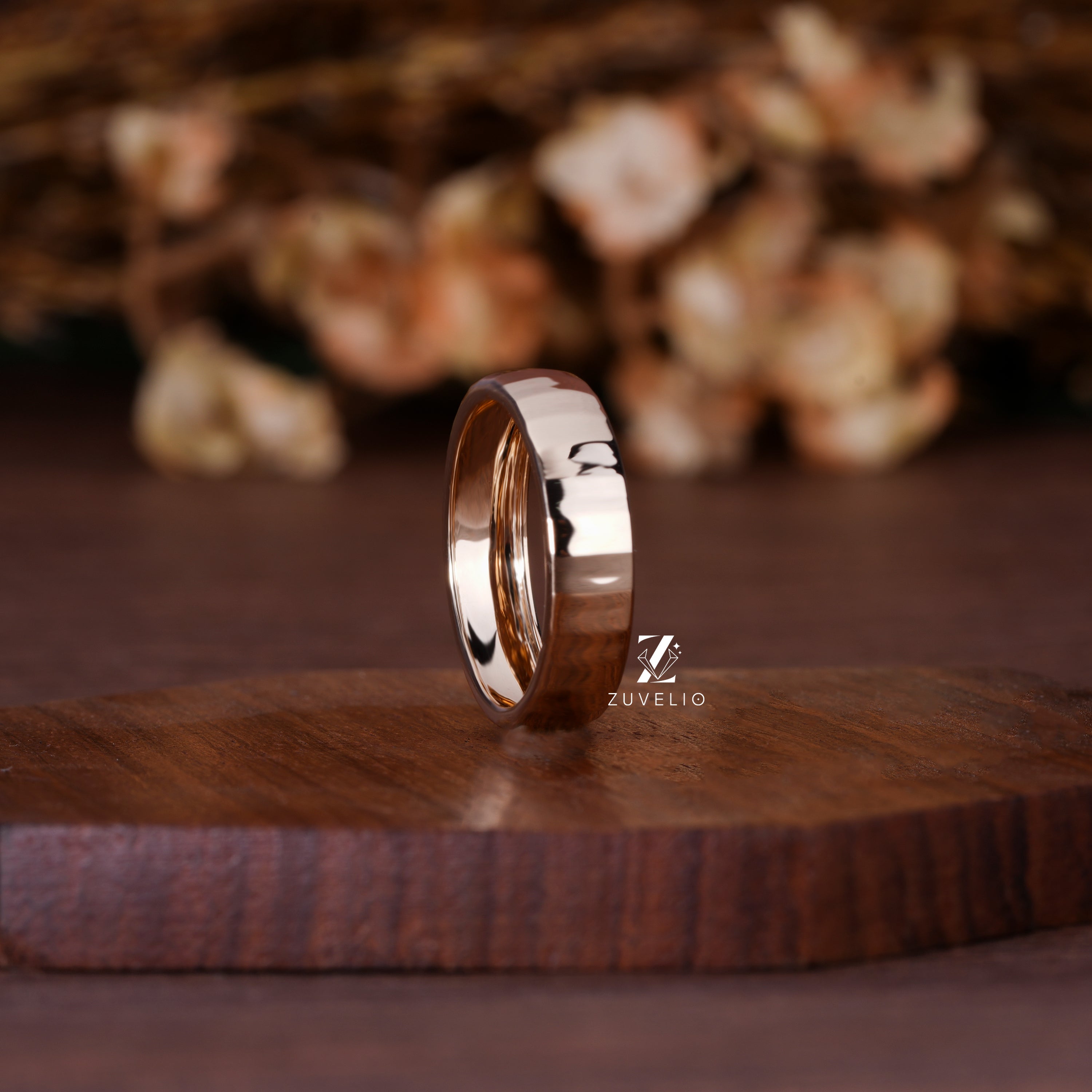 Unisex Textured Gold Band