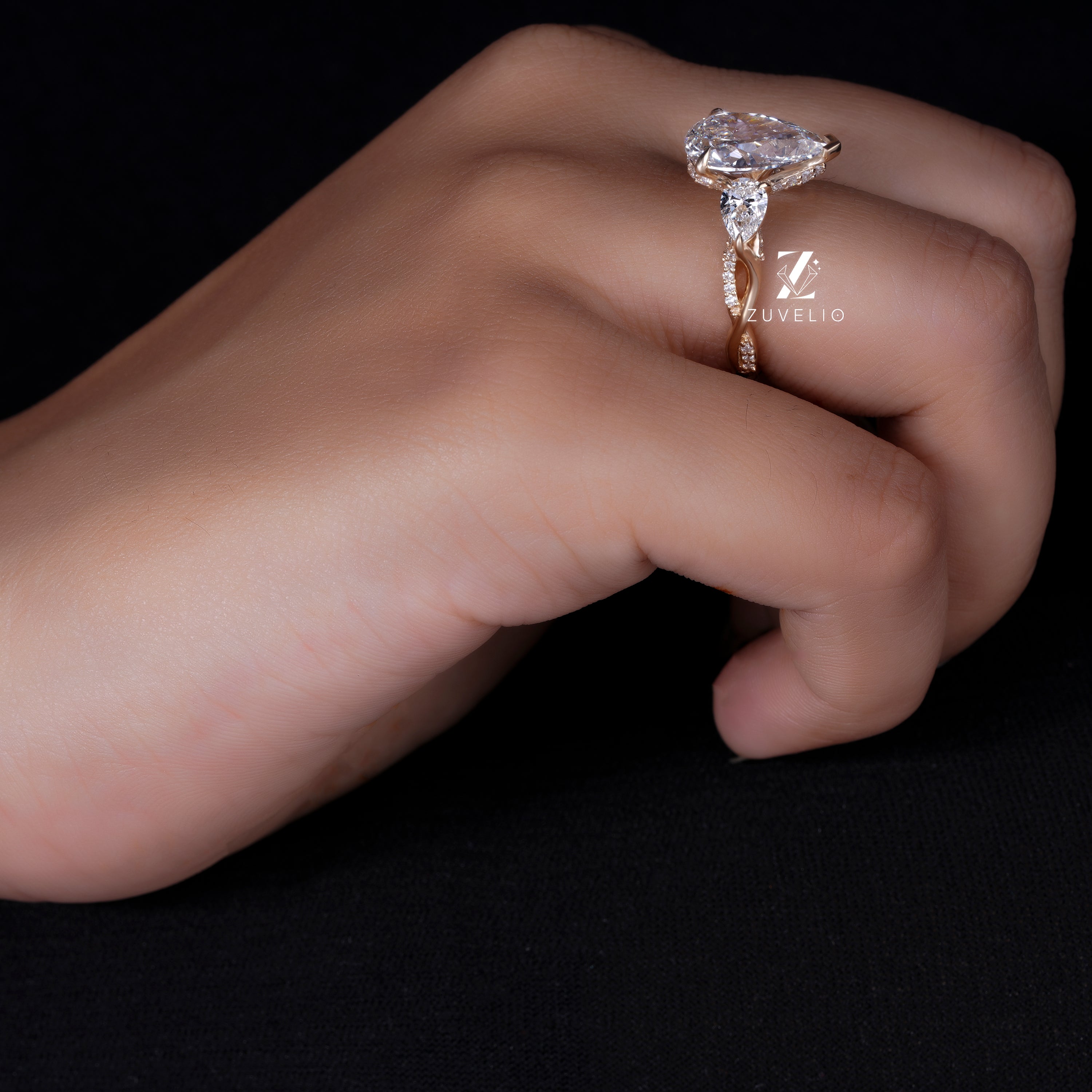 Pear Trilogy Diamond Ring