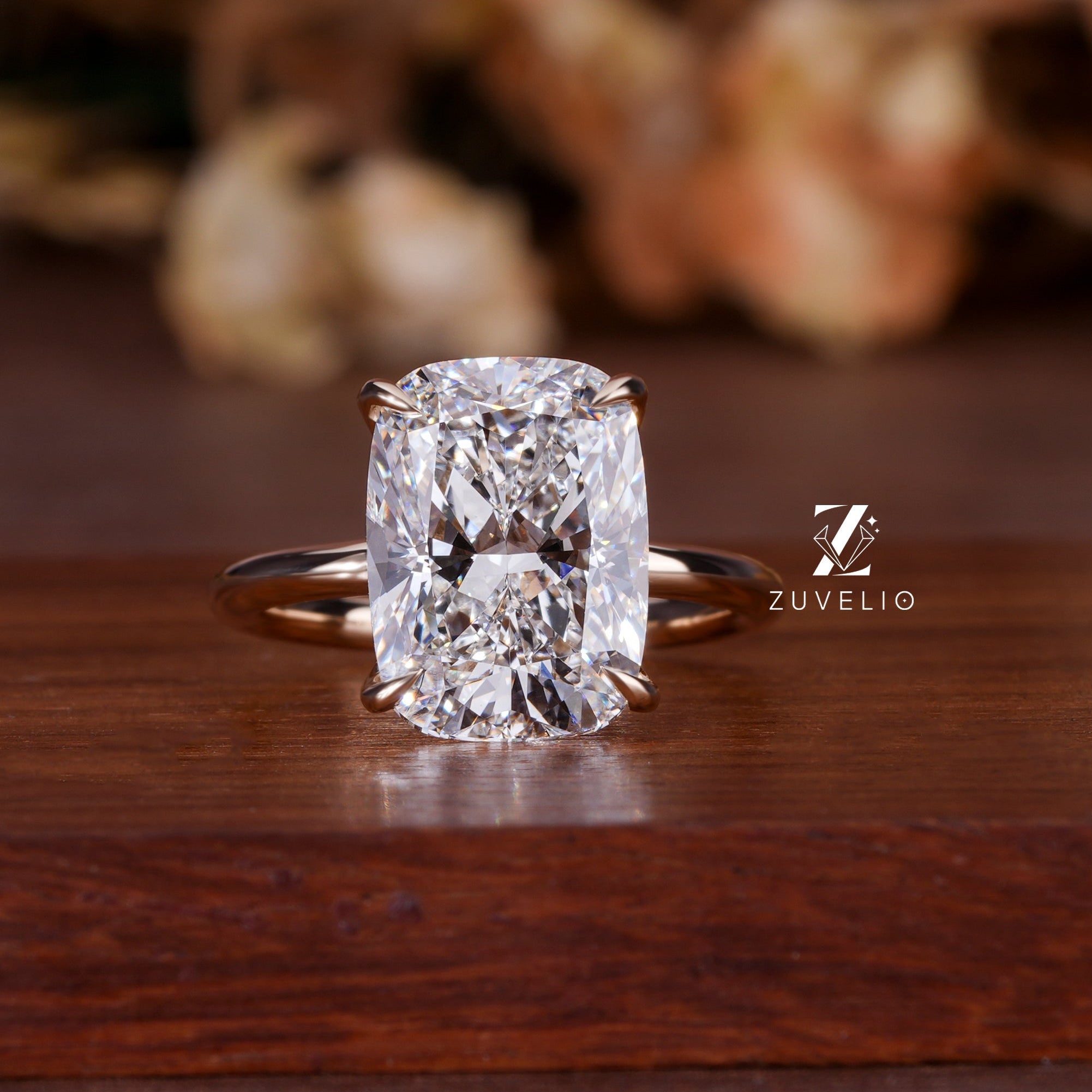 Elongated Cushion Diamond Ring