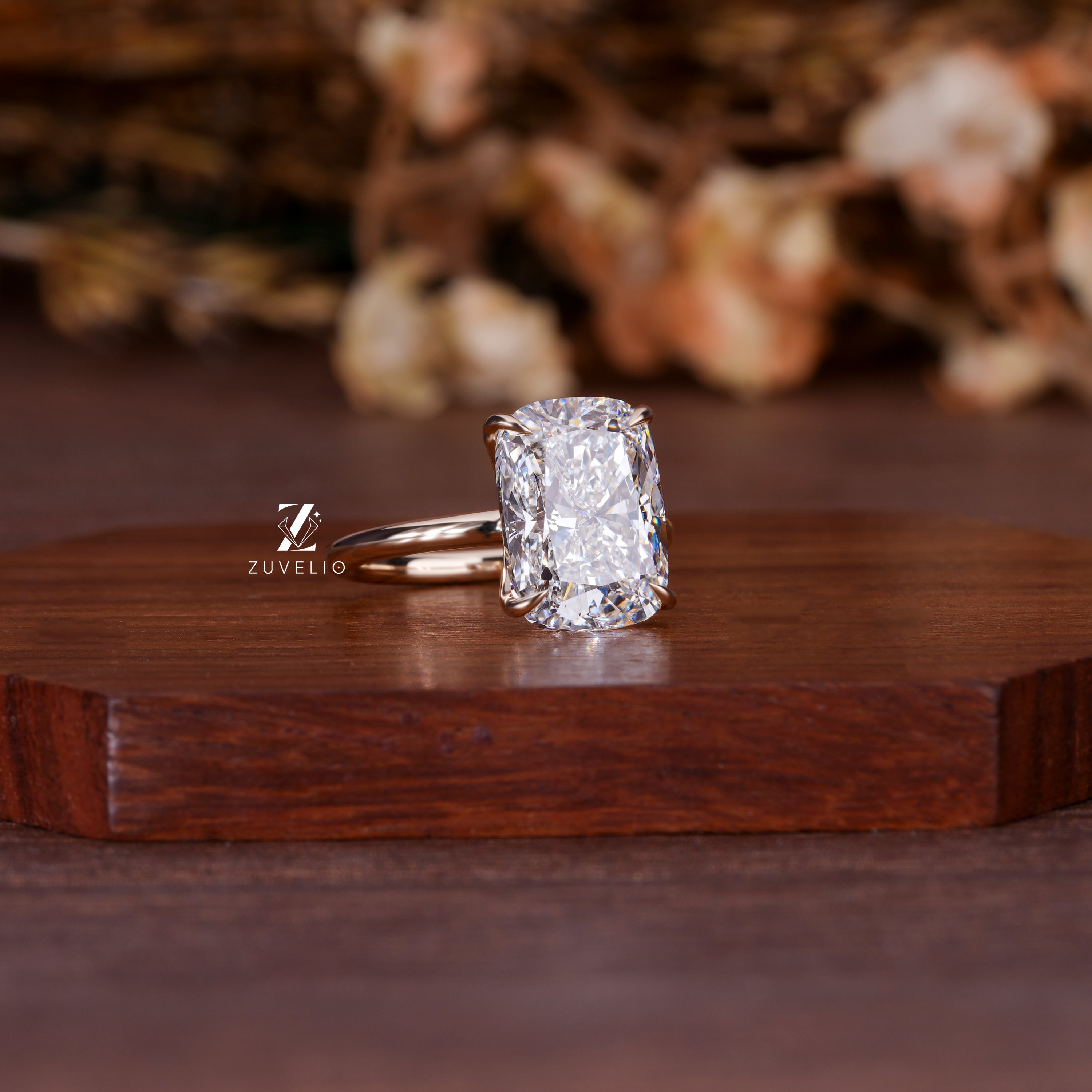 Elongated Cushion Diamond Ring