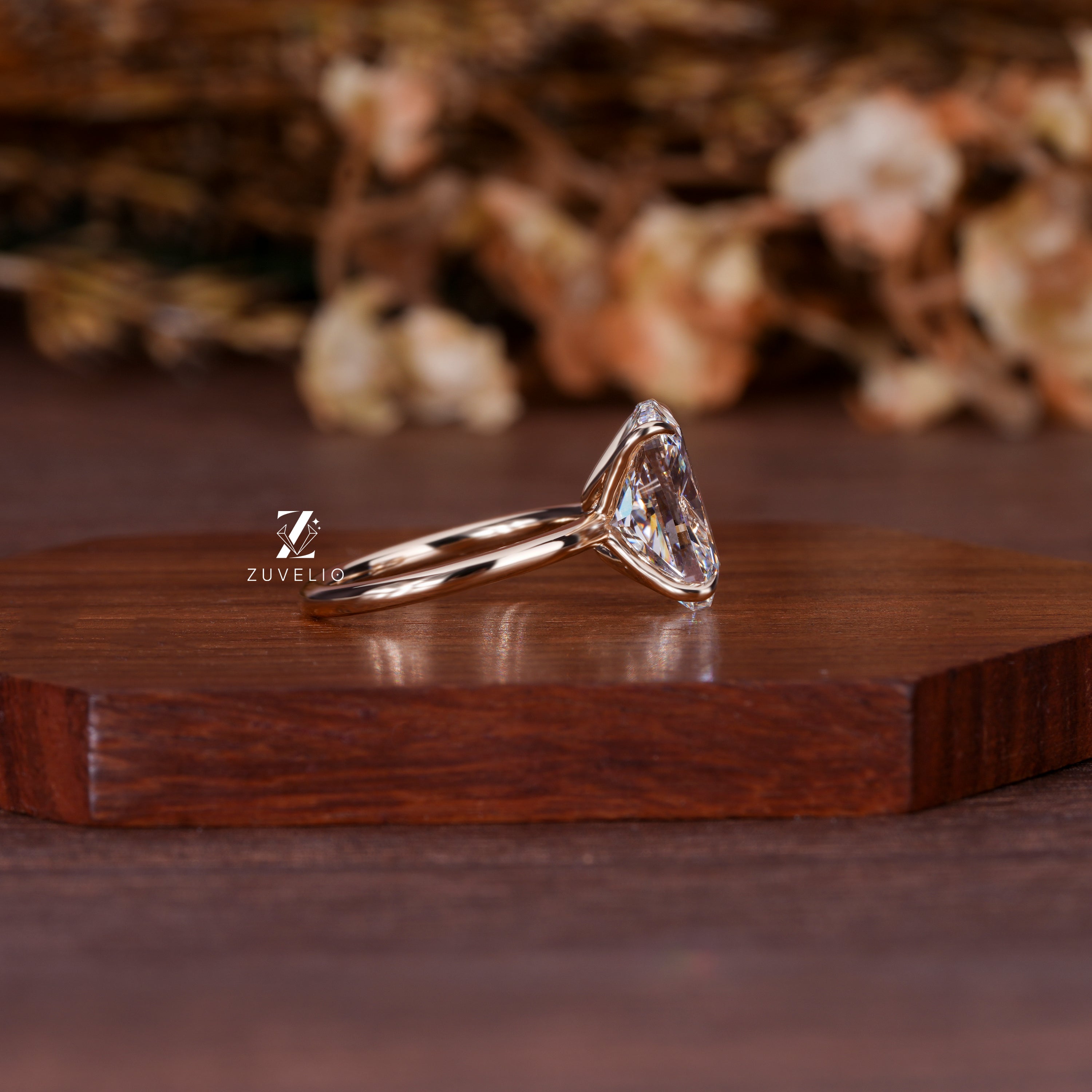 Elongated Cushion Diamond Ring
