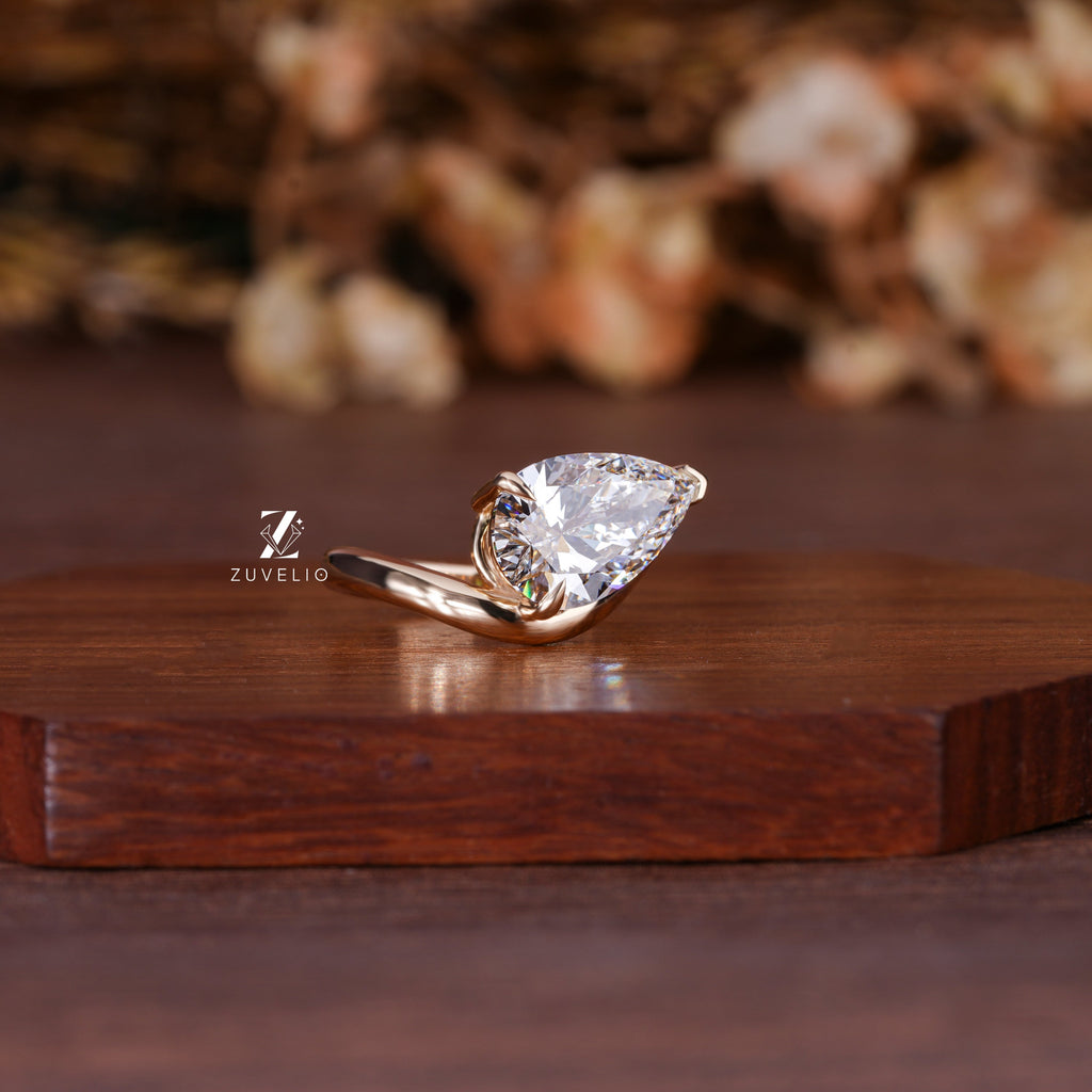 Pear Freeform Diamond Ring