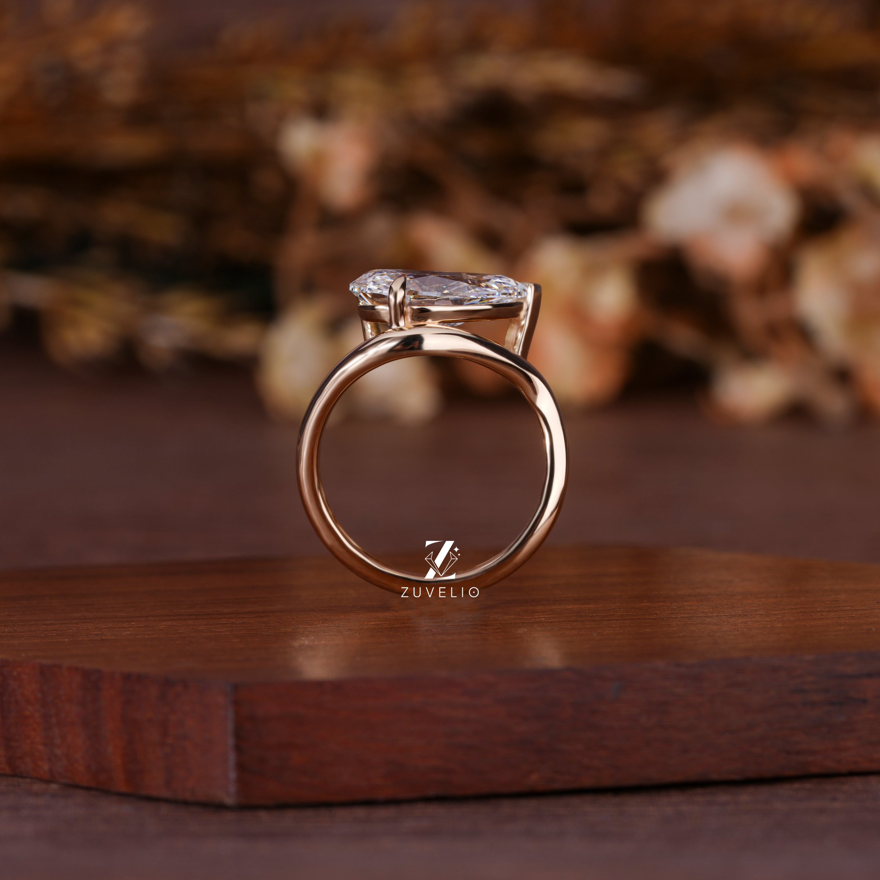 Pear Freeform Diamond Ring
