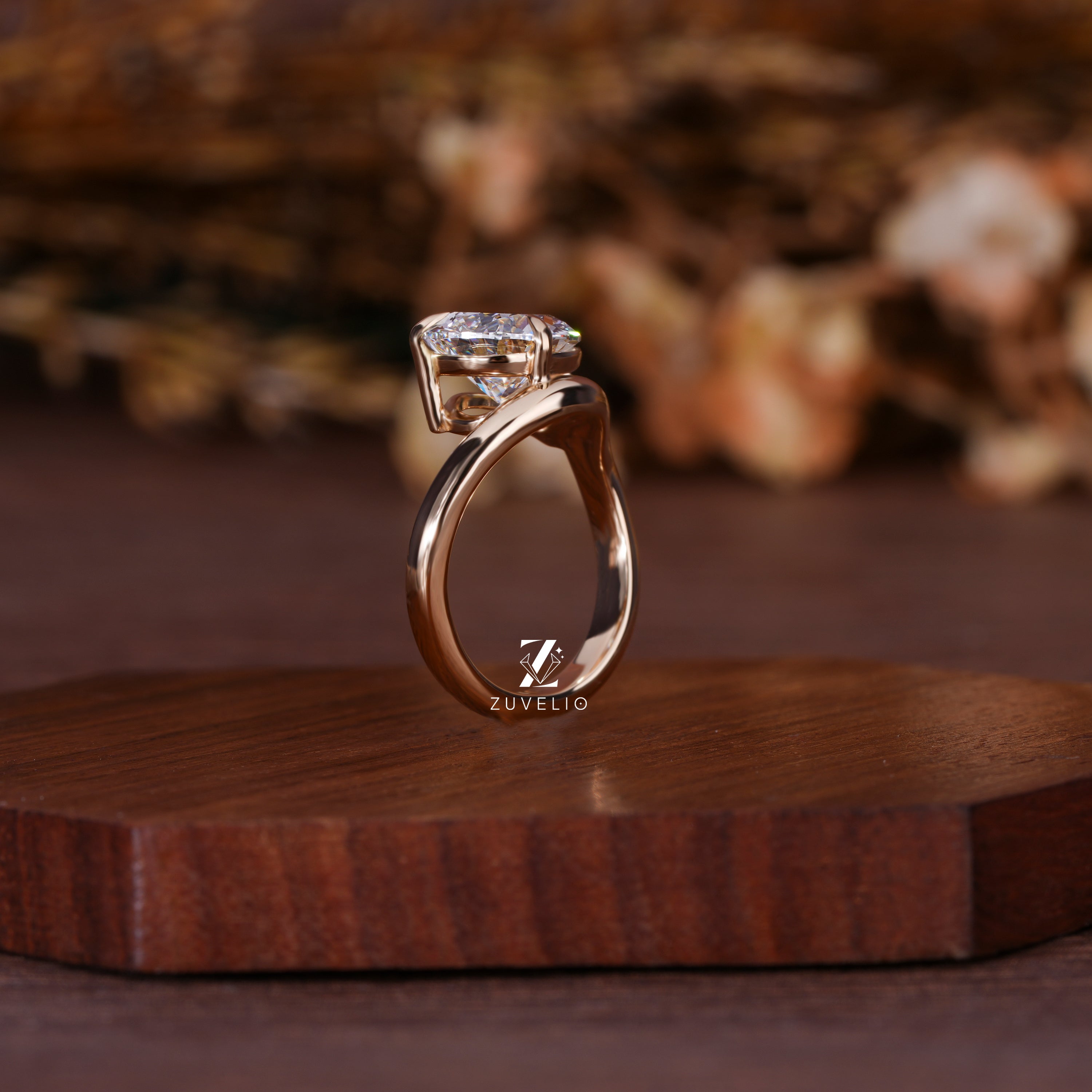 Pear Freeform Diamond Ring
