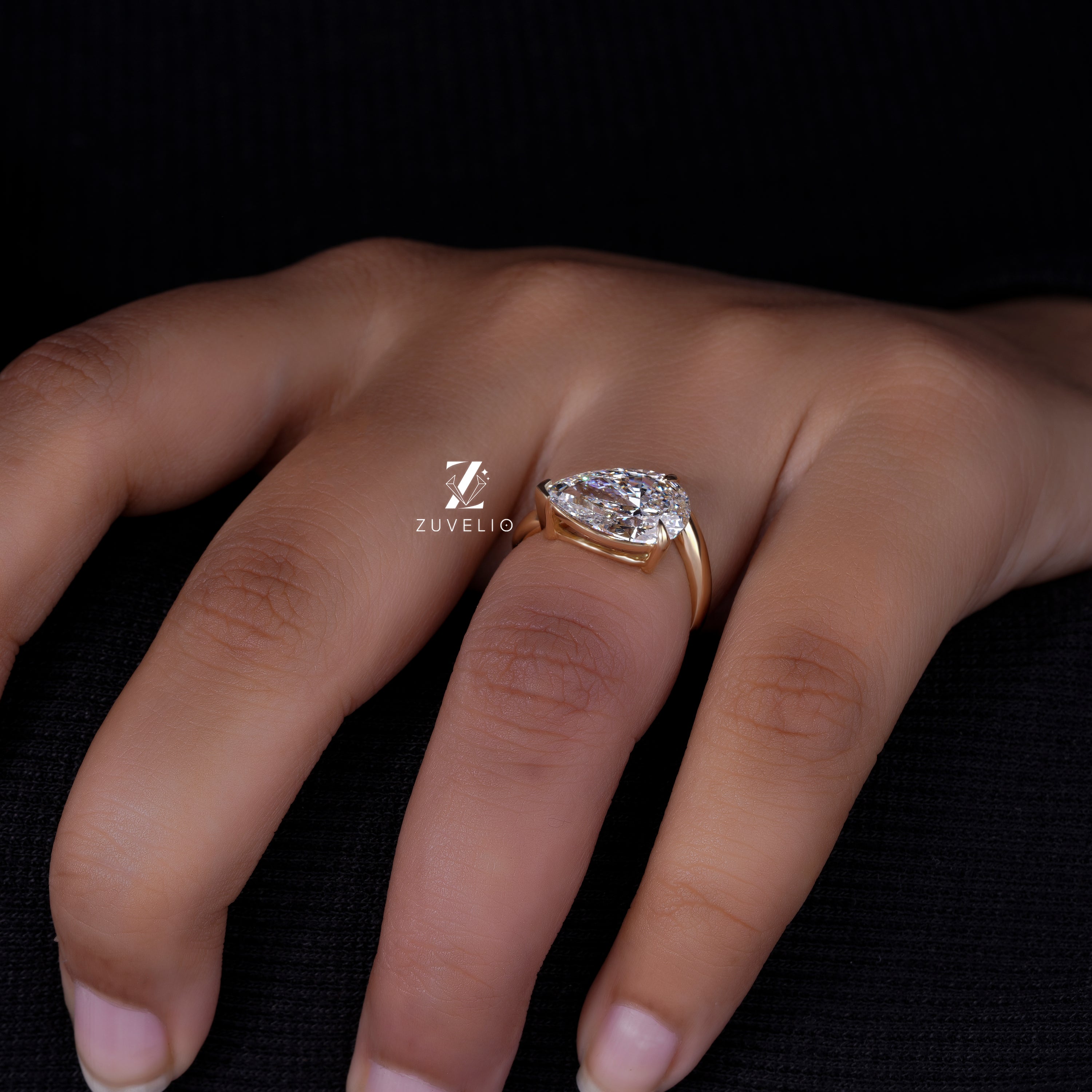 Pear Freeform Diamond Ring