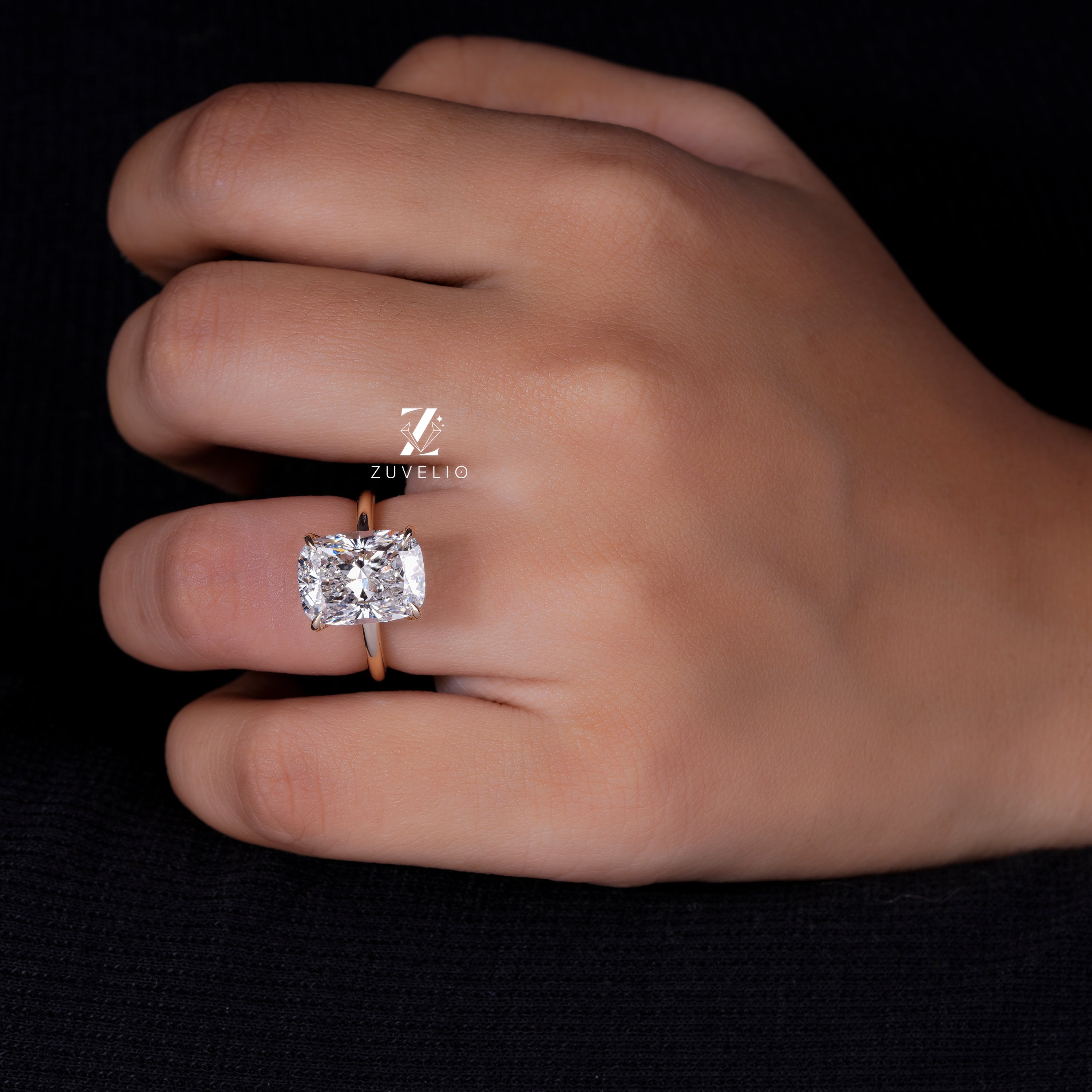 Elongated Cushion Diamond Ring