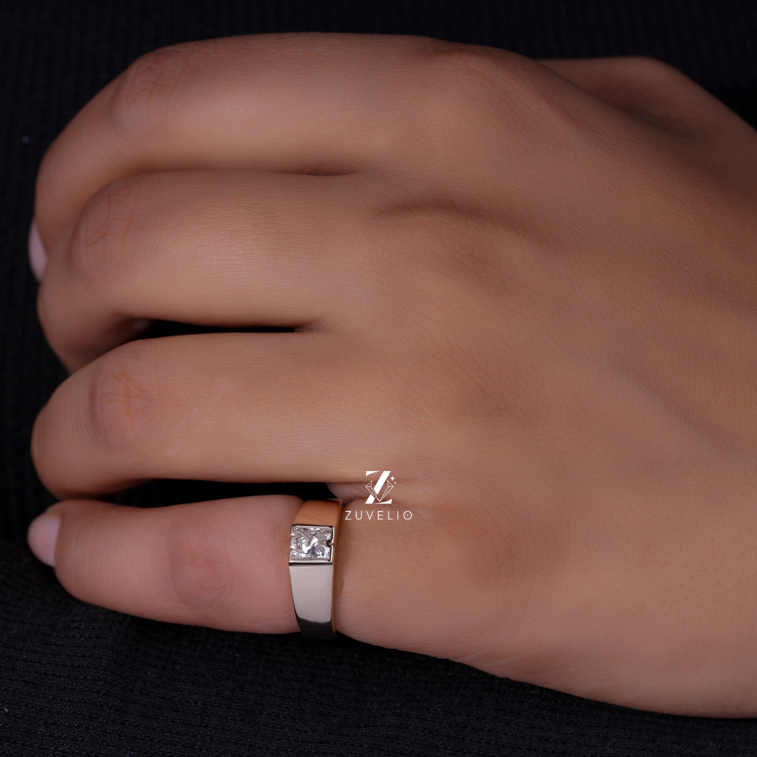 Alphabet M Diamond Ring